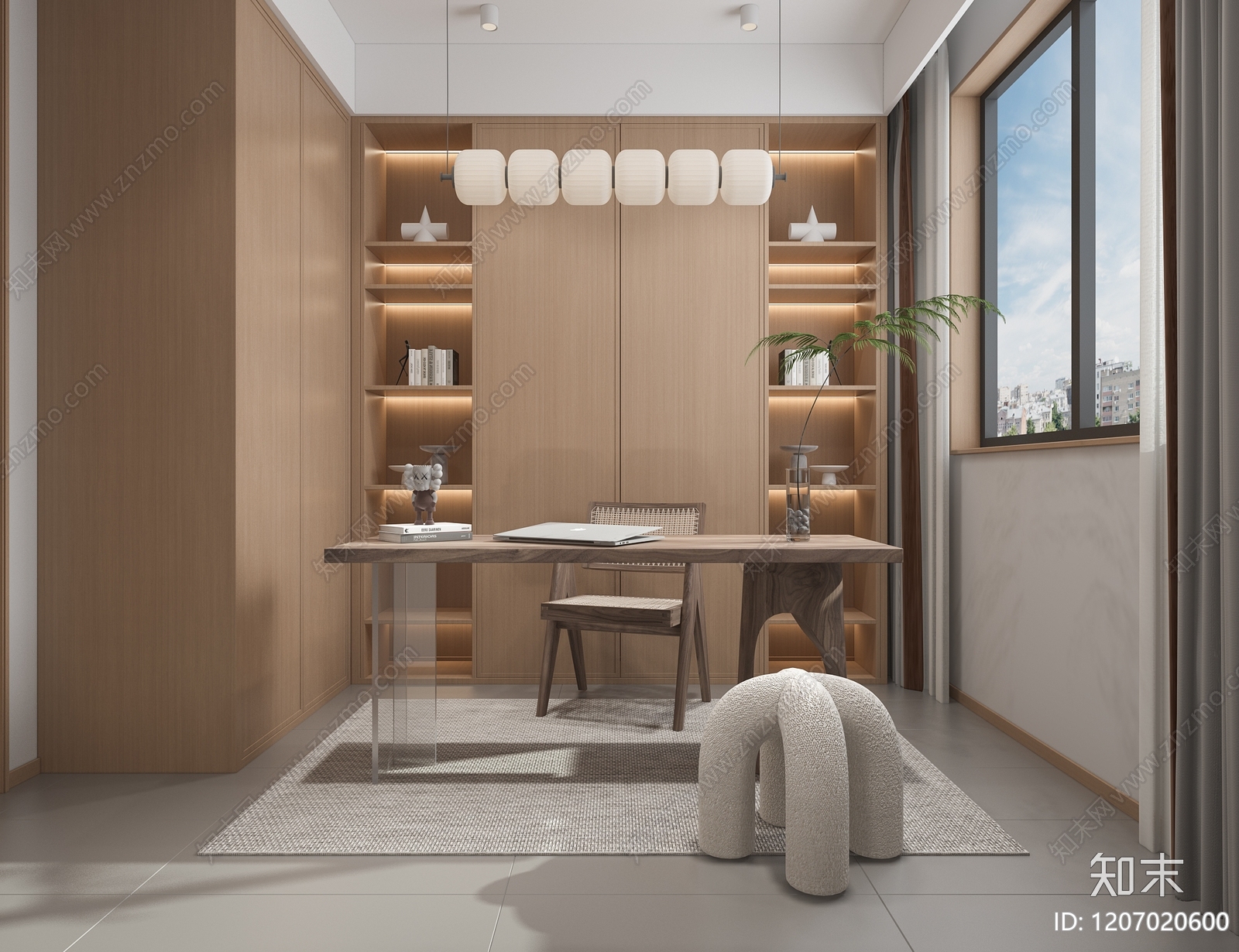 原木书房3D模型下载【ID:1207020600】