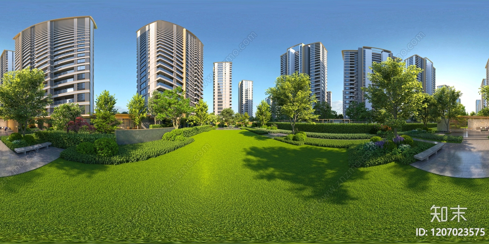 轻奢简约小区HDR贴图下载【ID:1207023575】