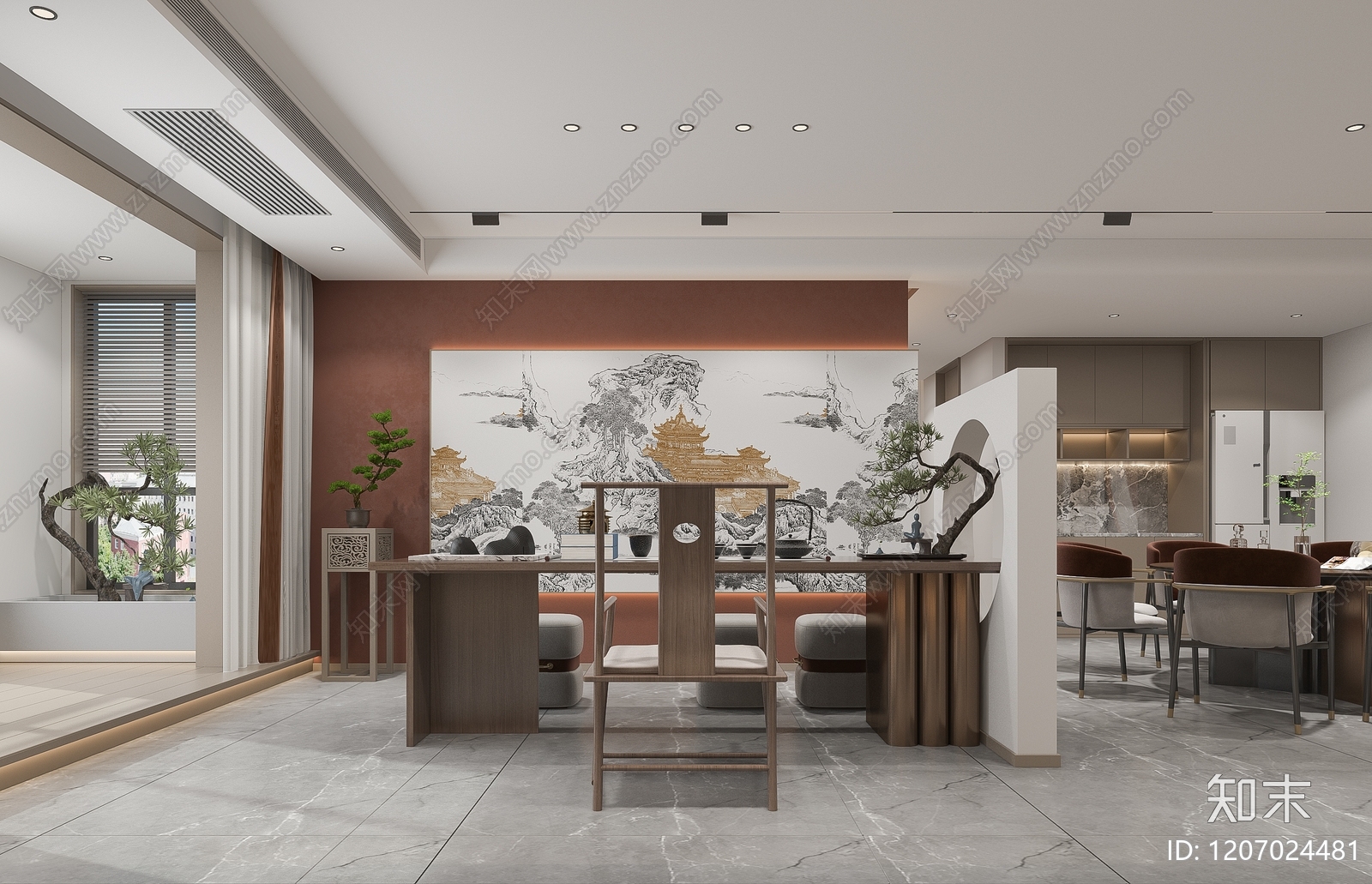 新中式茶室3D模型下载【ID:1207024481】