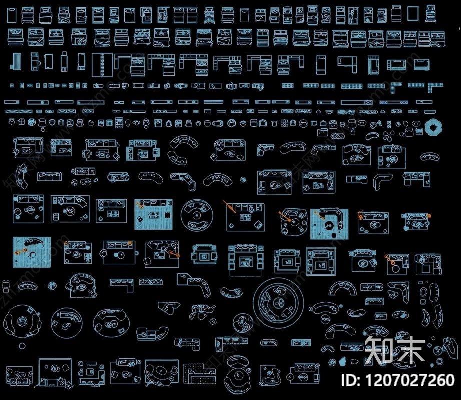 现代家具图库施工图下载【ID:1207027260】