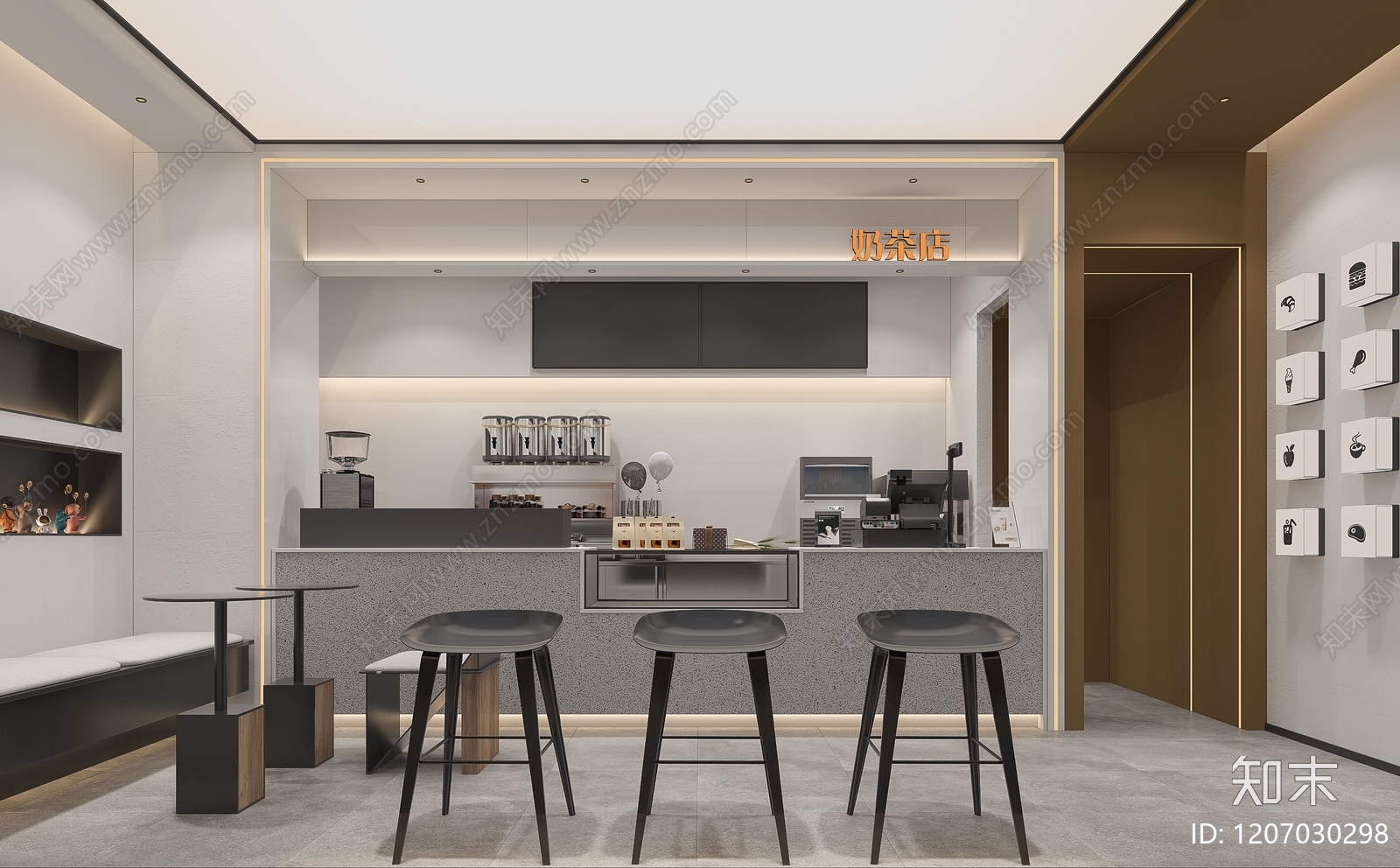 现代奶茶店3D模型下载【ID:1207030298】