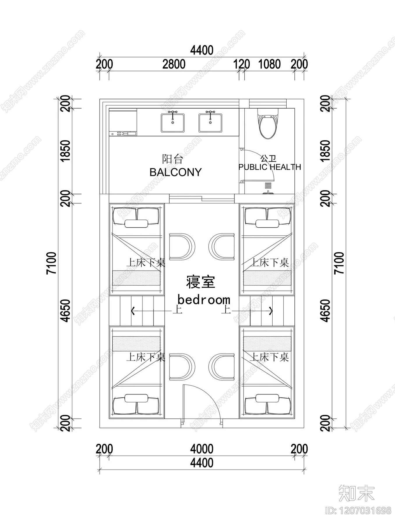 现代宿舍施工图下载【ID:1207031698】