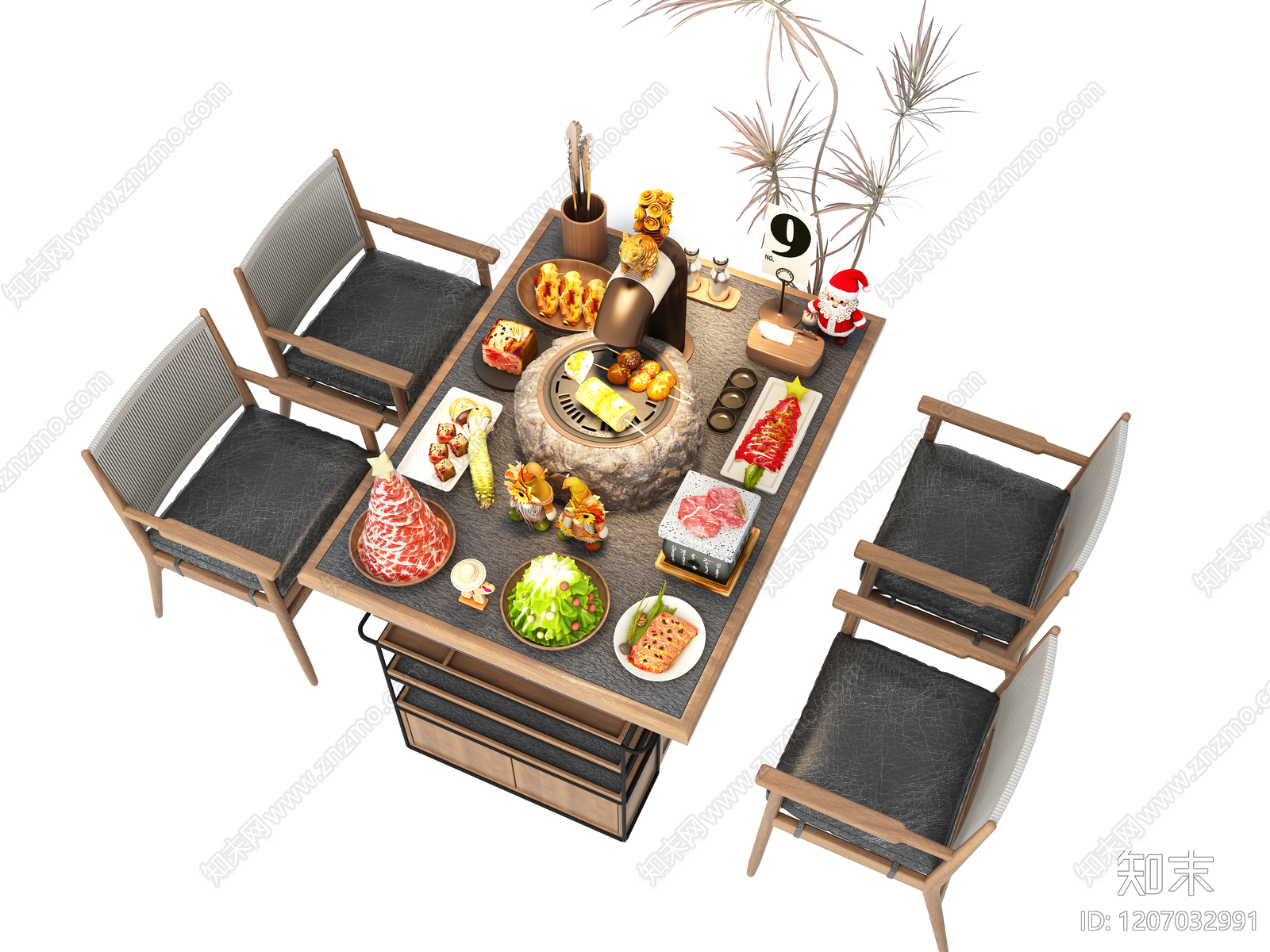 侘寂现代烤肉店3D模型下载【ID:1207032991】