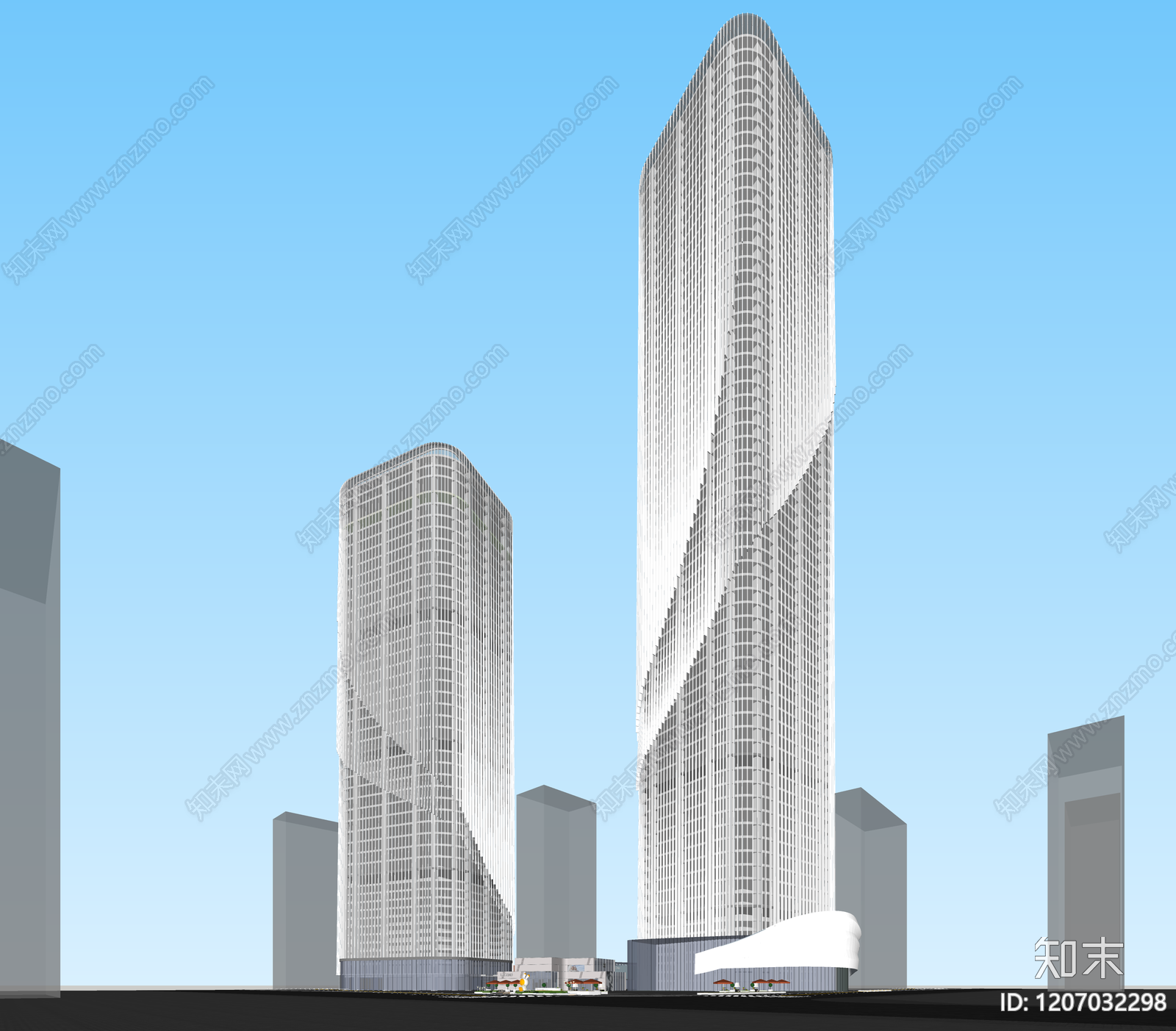 现代酒店建筑SU模型下载【ID:1207032298】