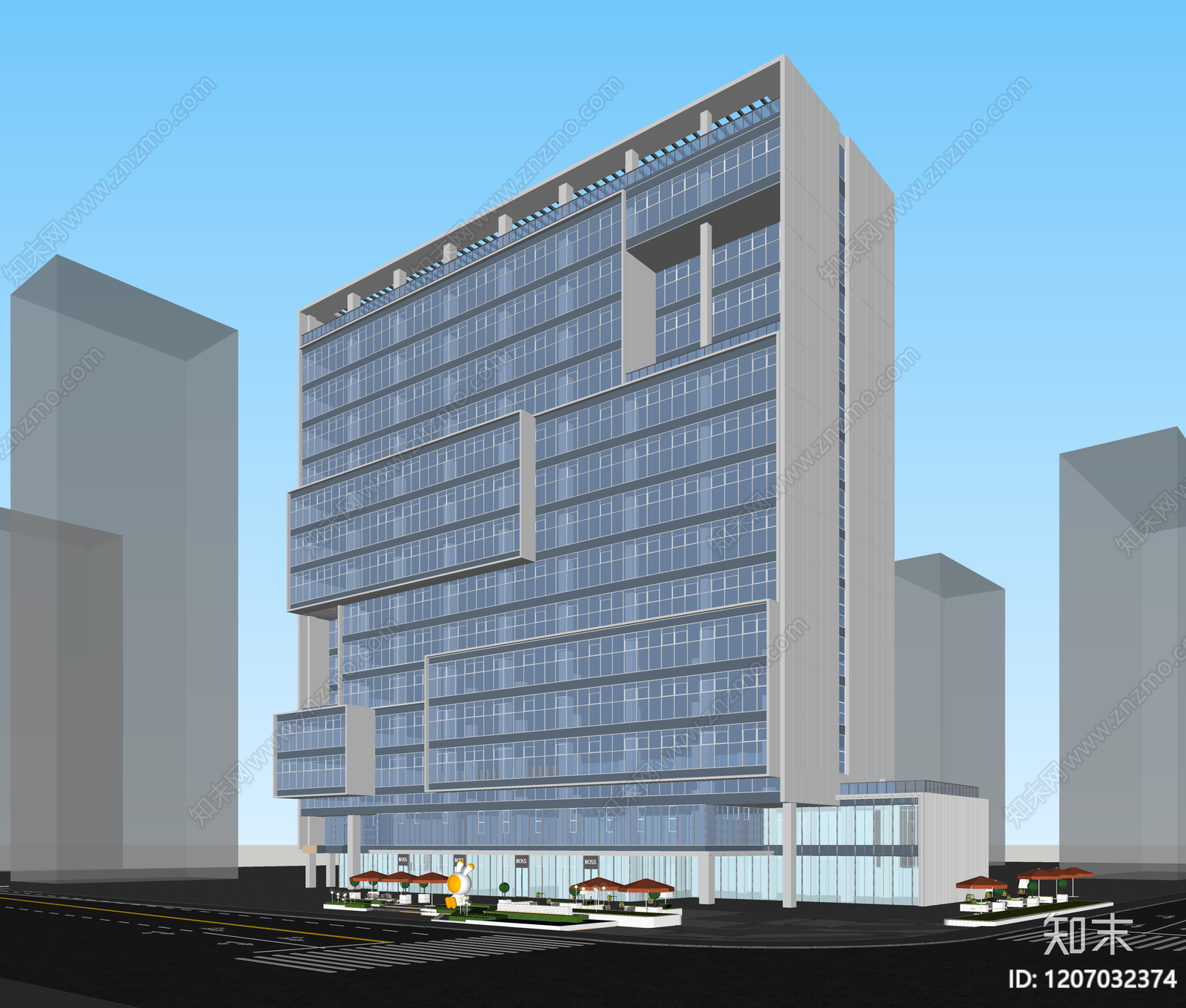 现代酒店建筑SU模型下载【ID:1207032374】