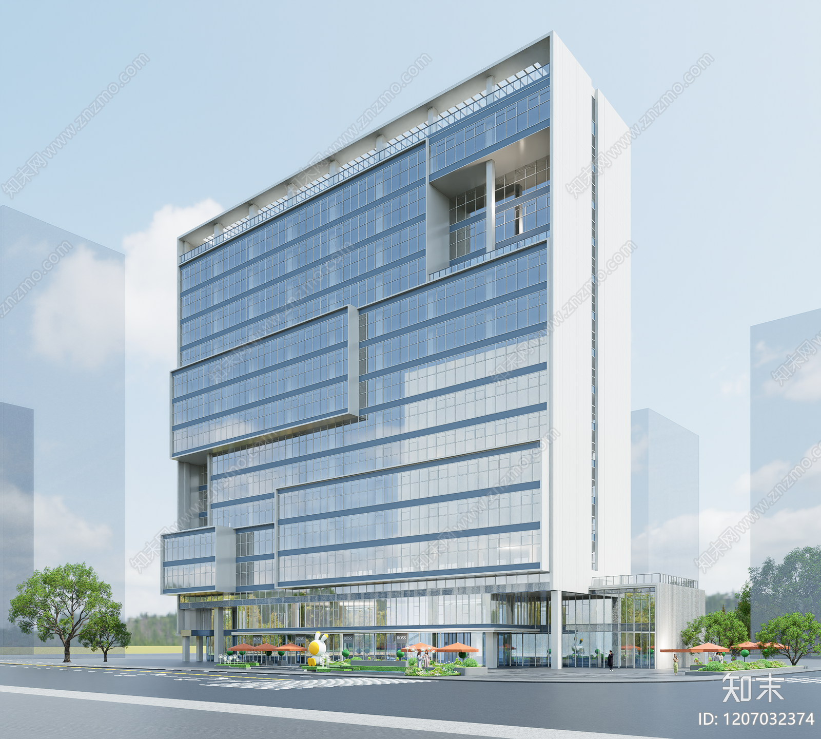 现代酒店建筑SU模型下载【ID:1207032374】