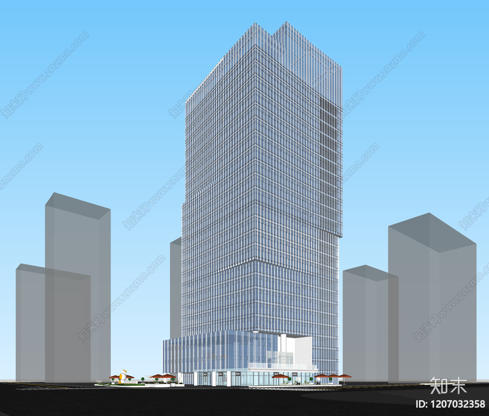 现代酒店建筑SU模型下载【ID:1207032358】