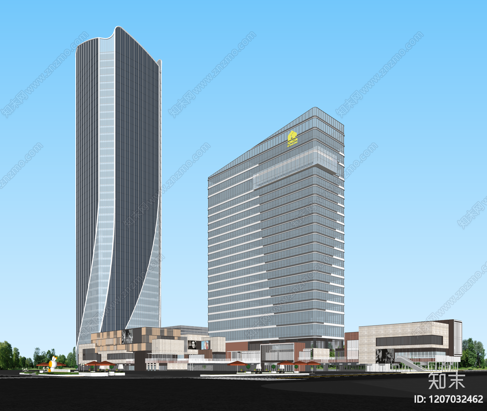 现代酒店建筑SU模型下载【ID:1207032462】