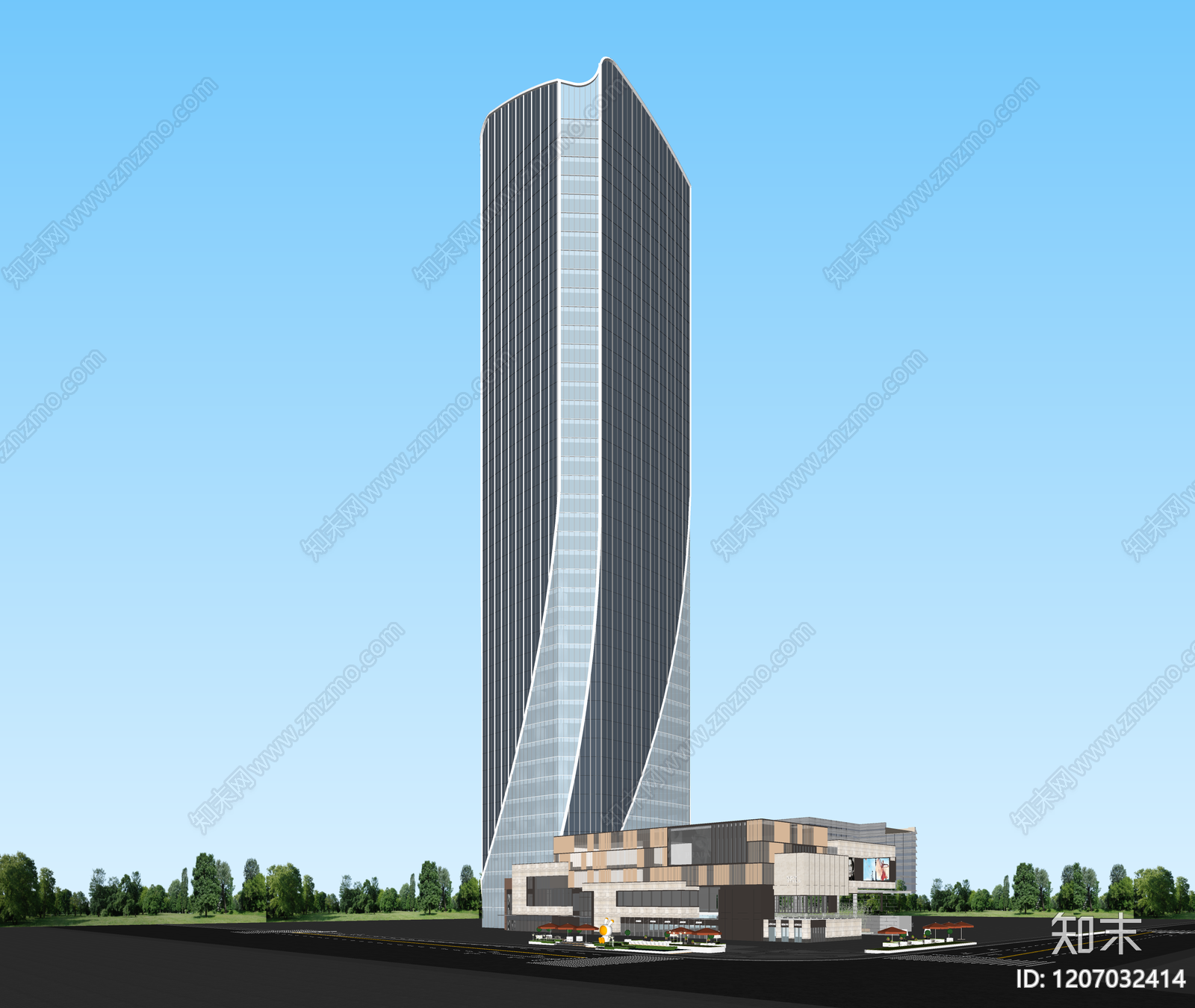 现代酒店建筑SU模型下载【ID:1207032414】