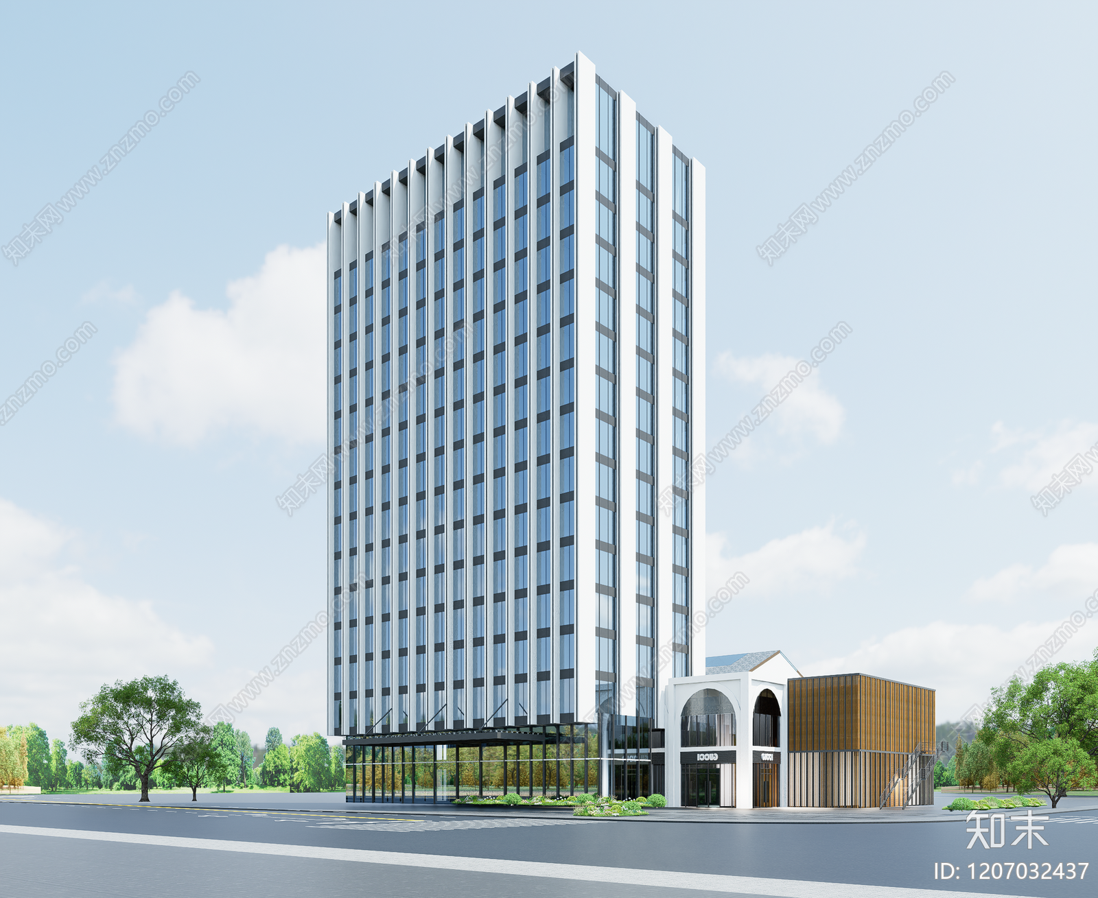 现代酒店建筑SU模型下载【ID:1207032437】