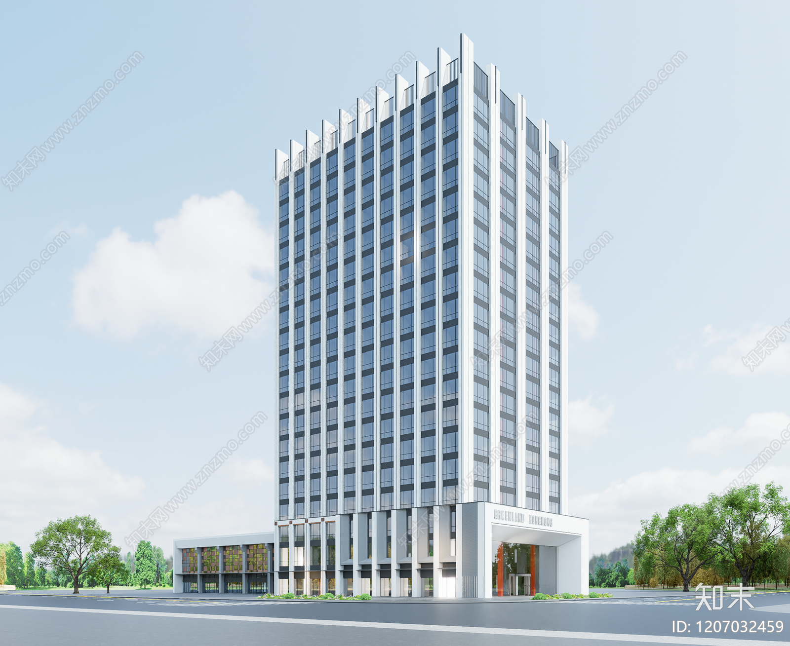 现代酒店建筑SU模型下载【ID:1207032459】
