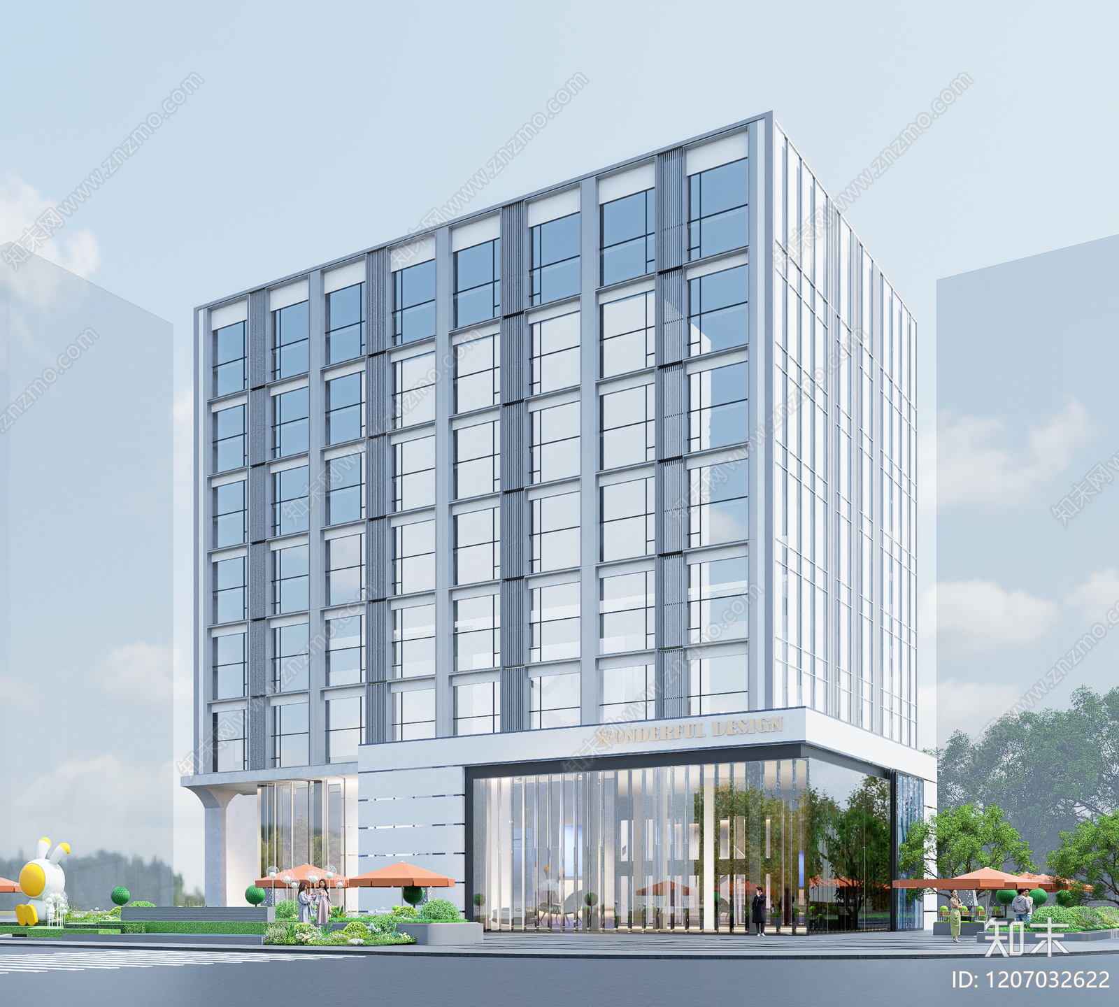 现代酒店建筑SU模型下载【ID:1207032622】