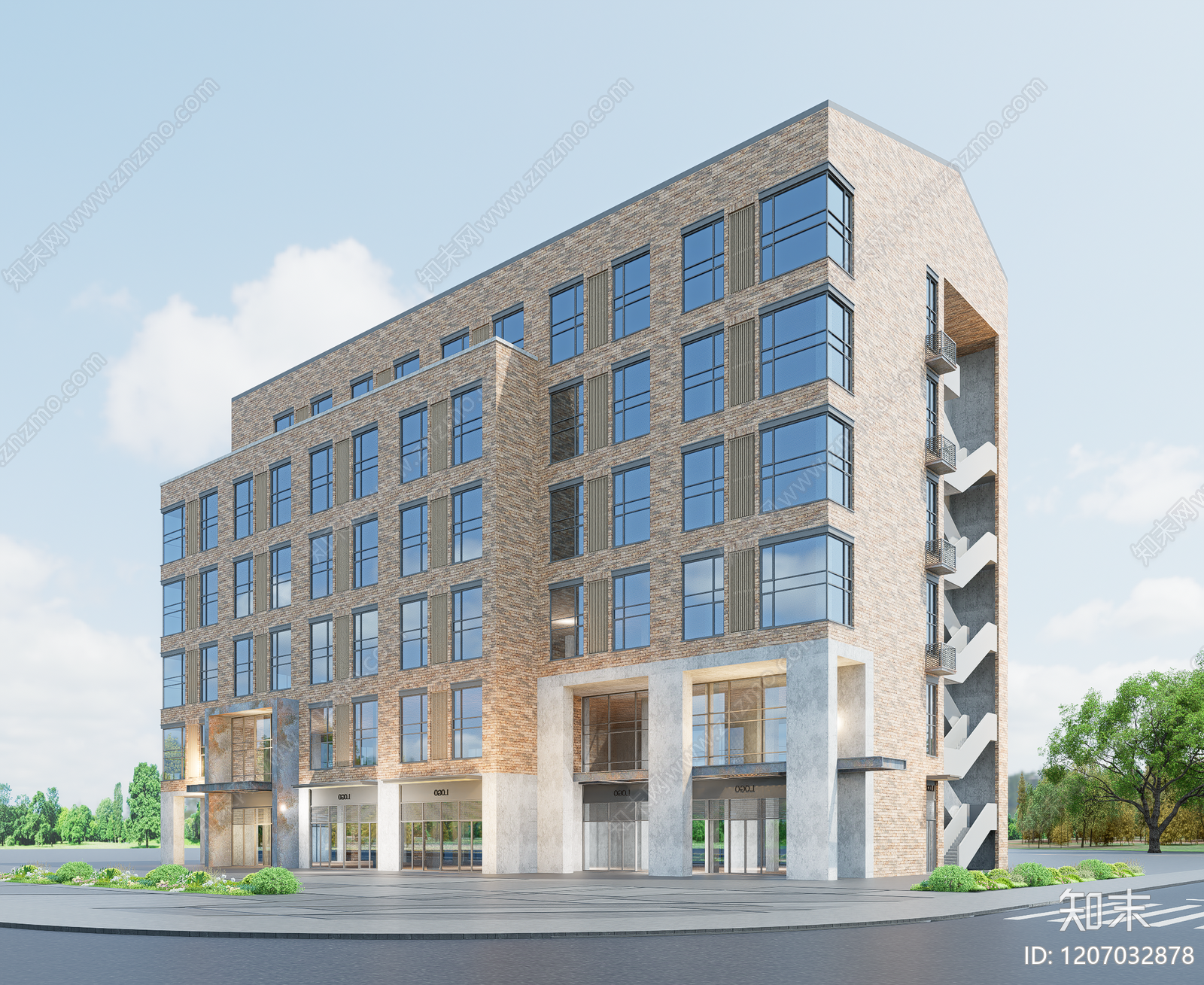 现代酒店建筑SU模型下载【ID:1207032878】