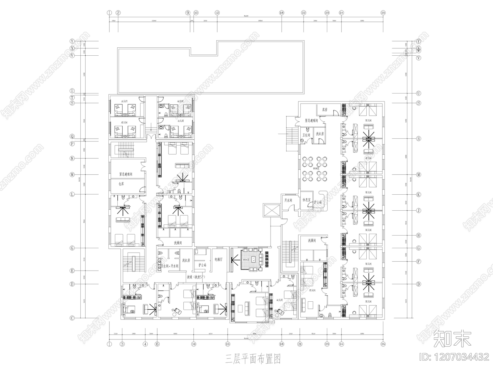 22套养老院敬老院老年公寓CAD施工图平面图cad施工图下载【ID:1207034432】