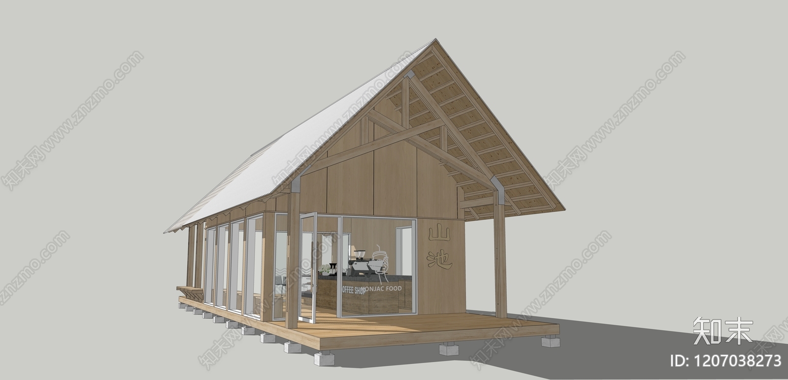 新中式咖啡厅SU模型下载【ID:1207038273】