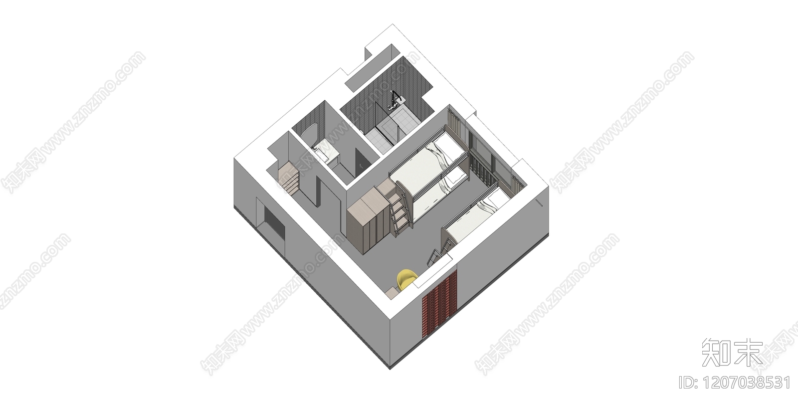 现代宿舍SU模型下载【ID:1207038531】