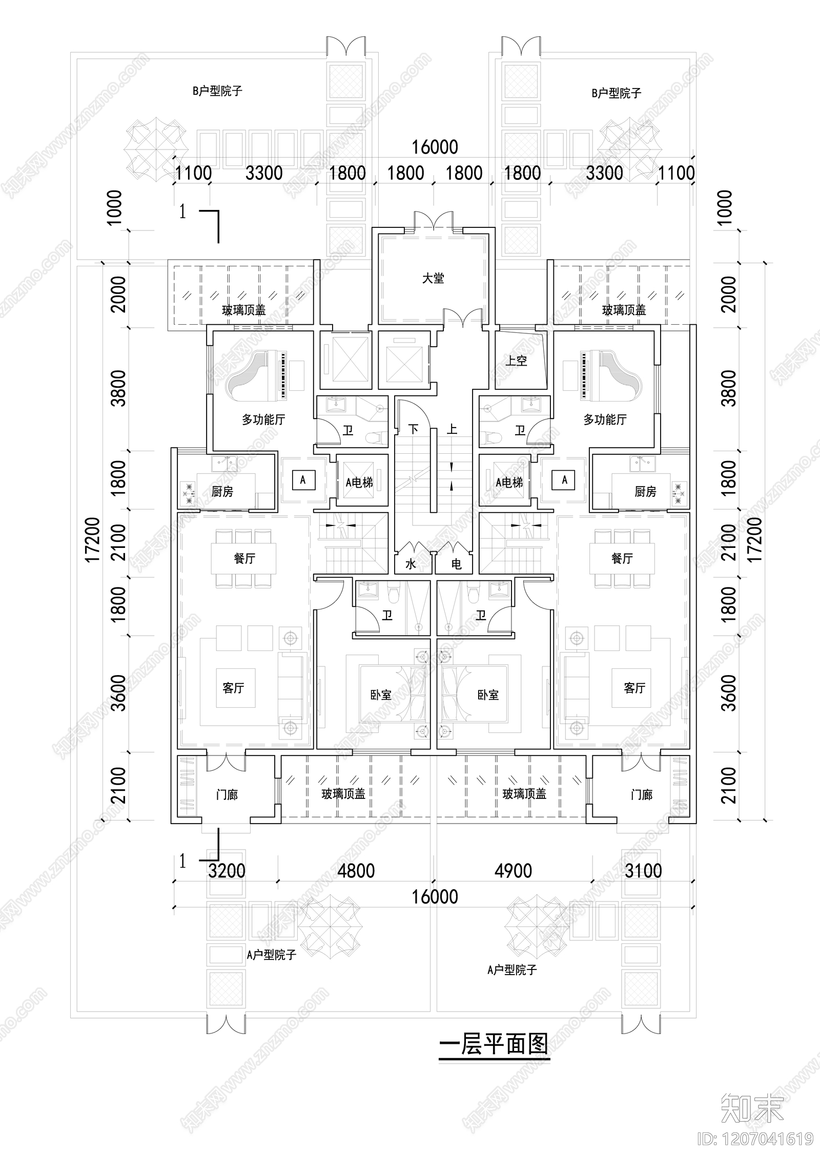 现代新中式别墅建筑施工图下载【ID:1207041619】