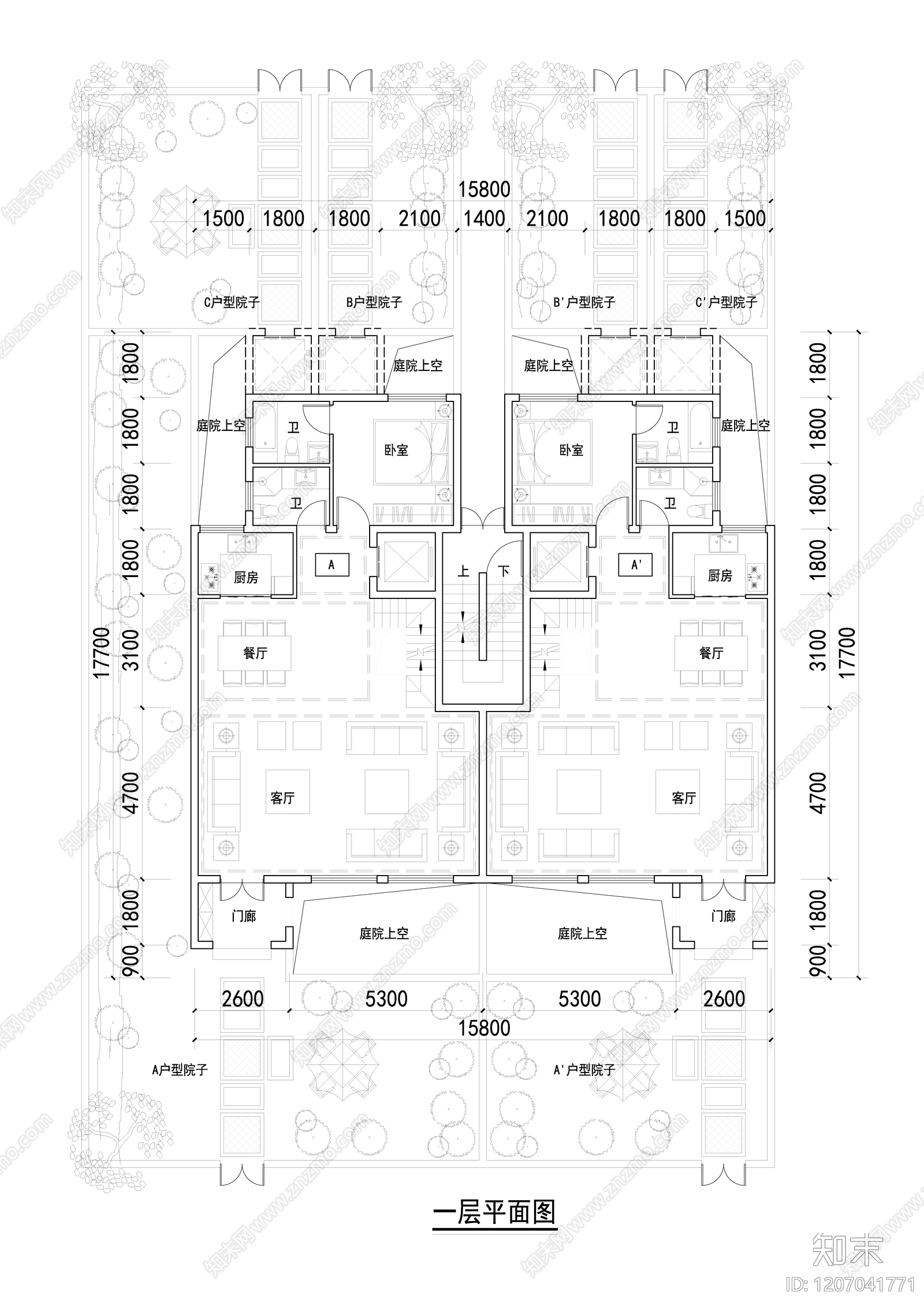 现代新中式别墅建筑施工图下载【ID:1207041771】