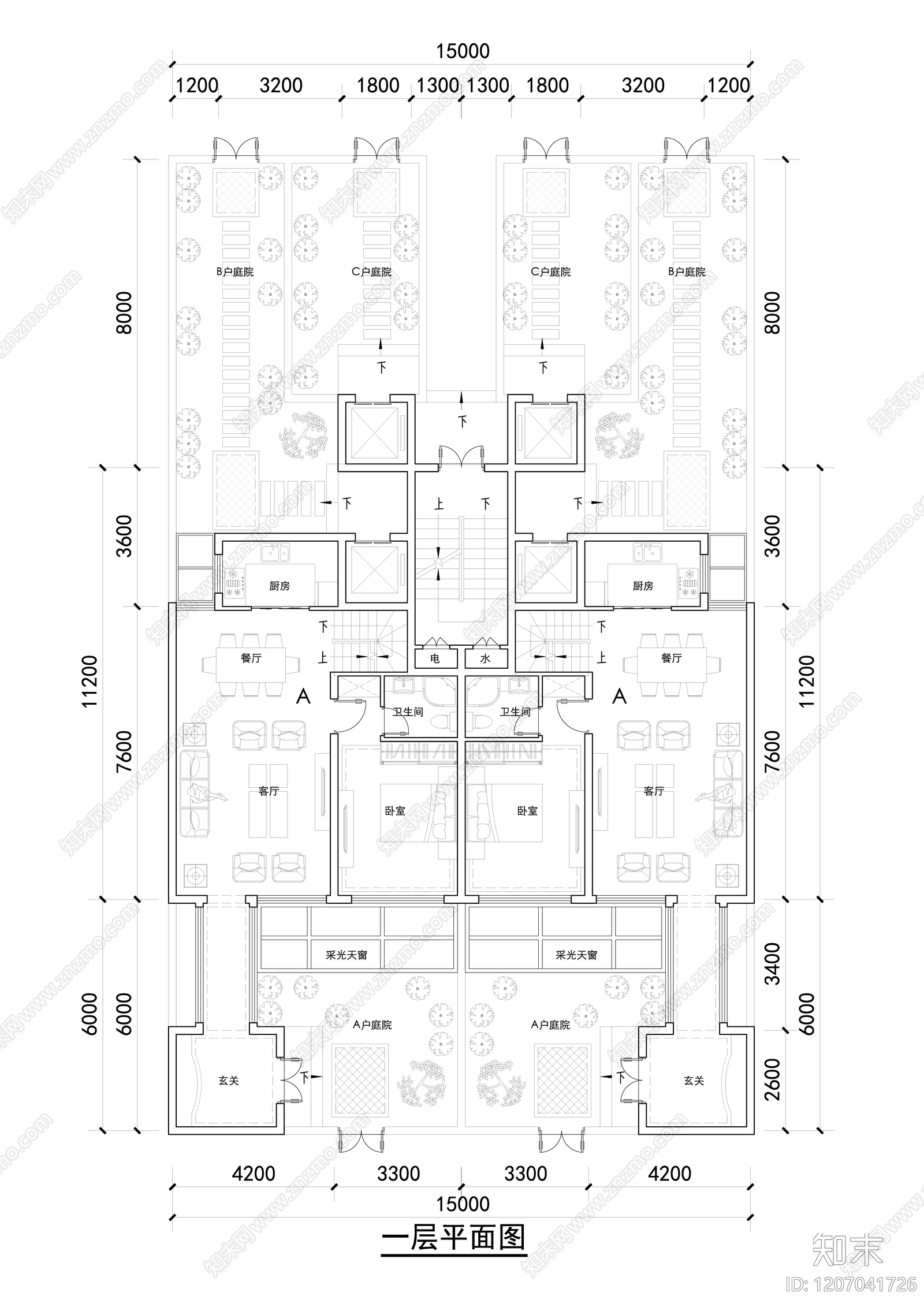 现代新中式别墅建筑施工图下载【ID:1207041726】