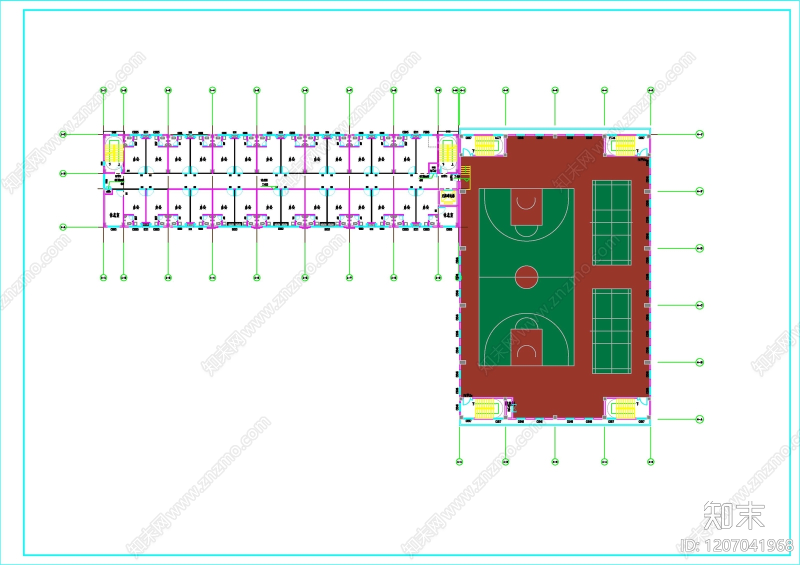现代篮球场施工图下载【ID:1207041968】