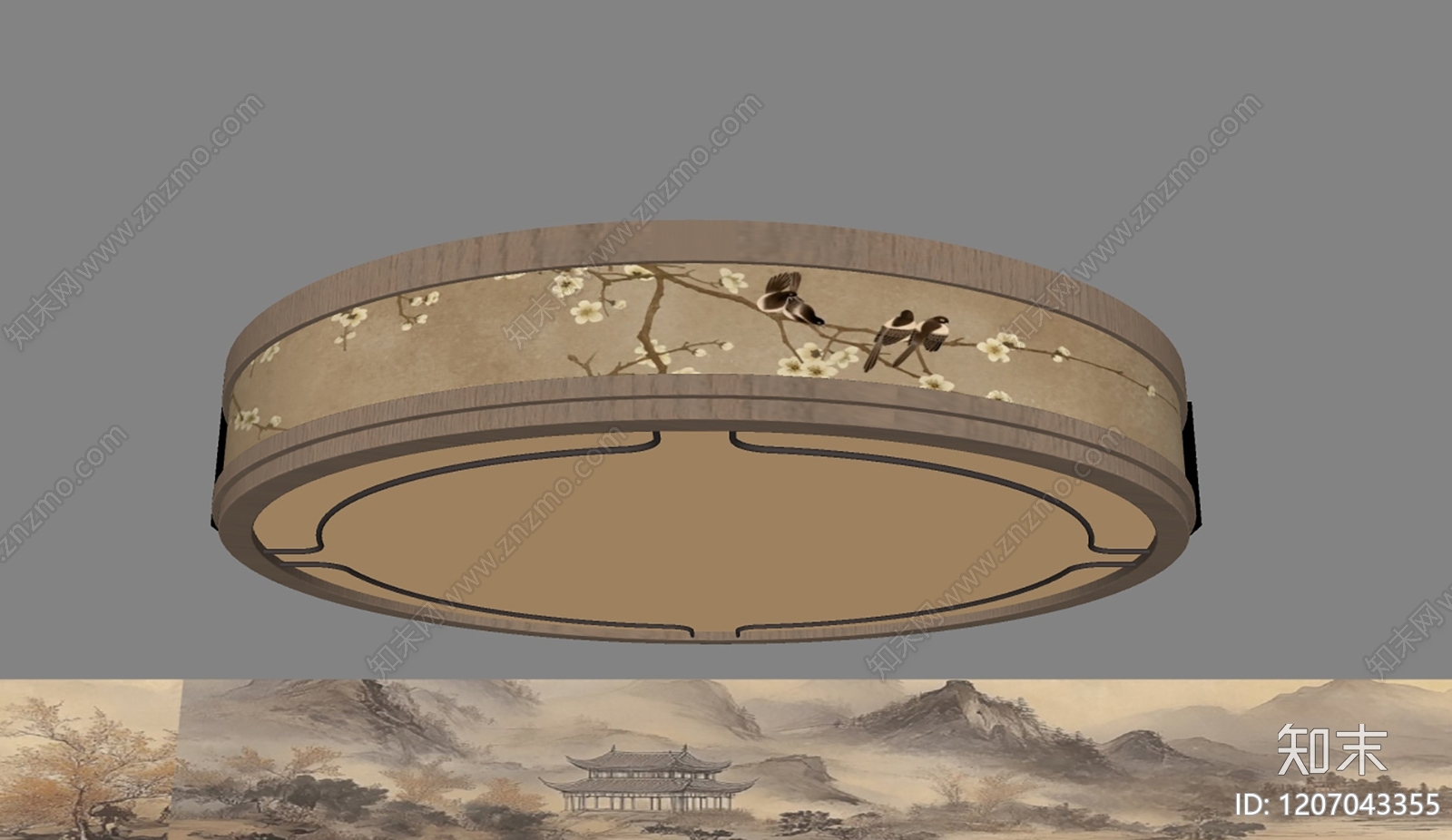 新中式禅意吸顶灯SU模型下载【ID:1207043355】