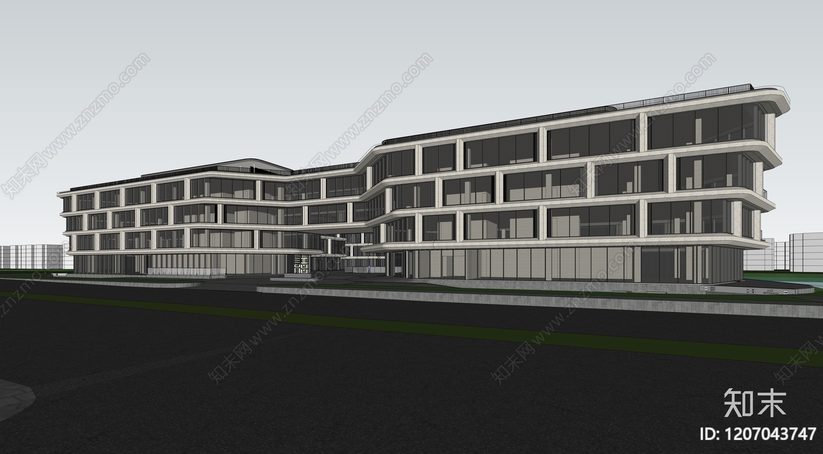 现代科研办公楼SU模型下载【ID:1207043747】