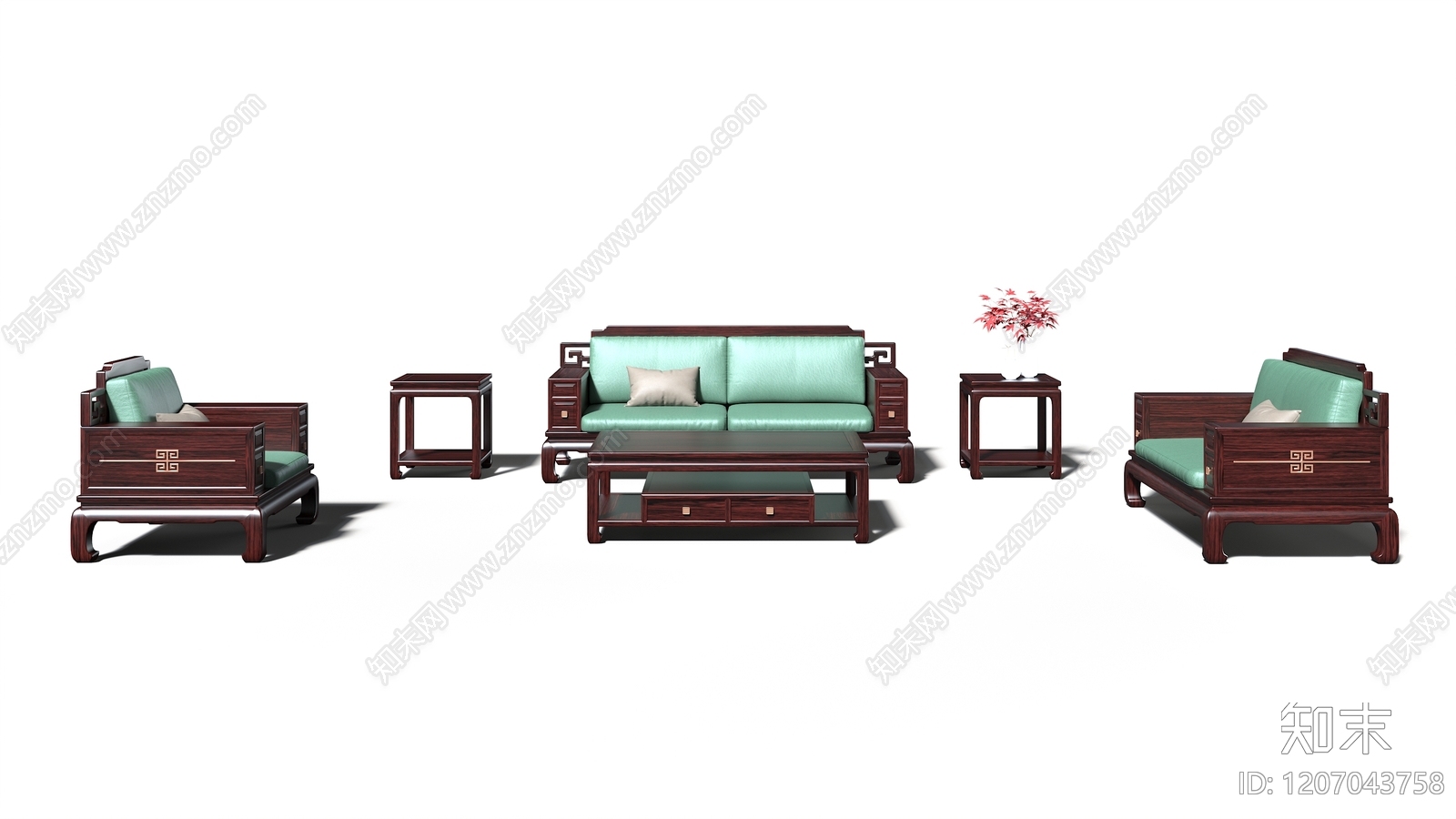 新中式中式沙发组合3D模型下载【ID:1207043758】