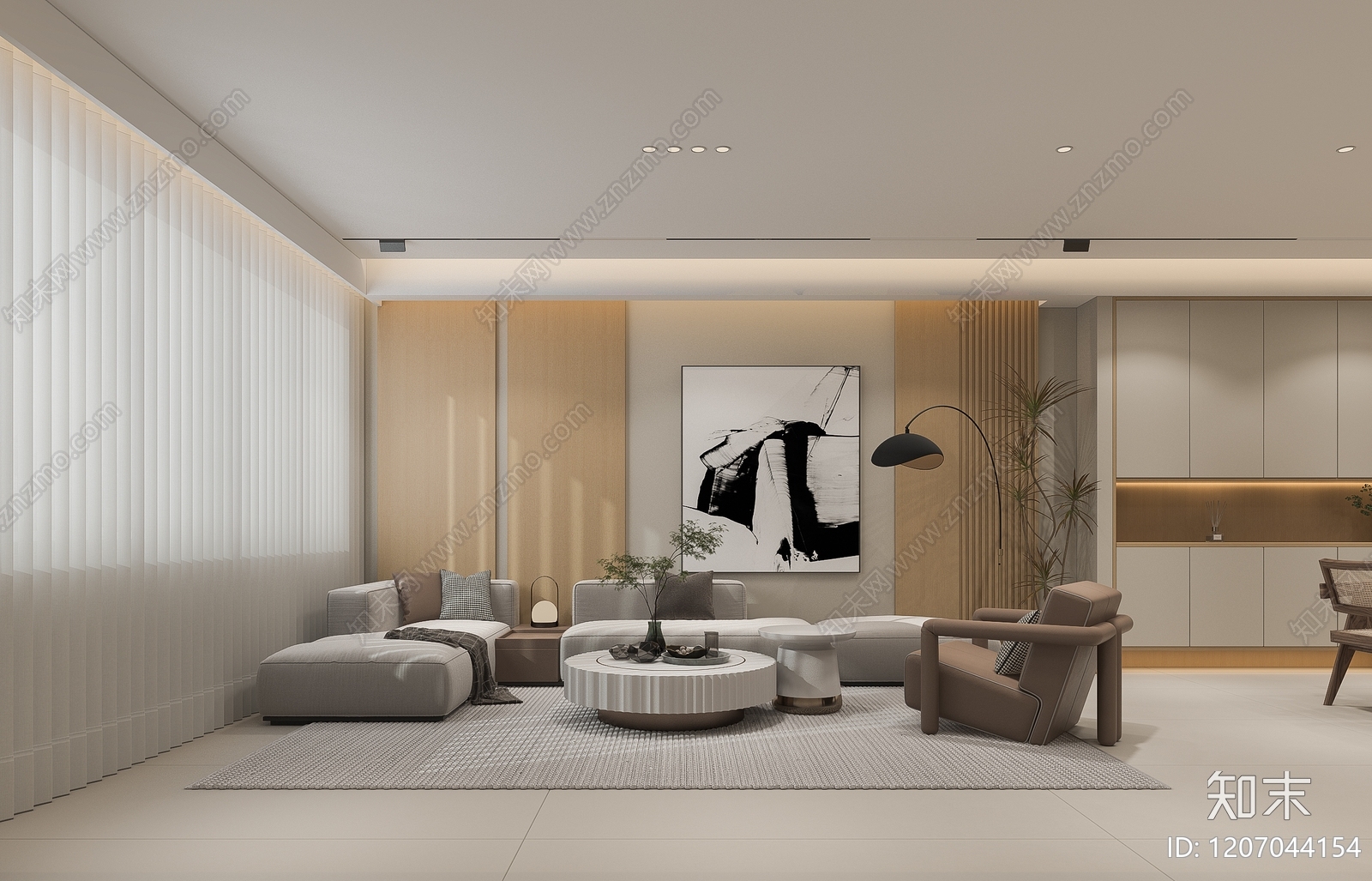 原木家居客厅3D模型下载【ID:1207044154】