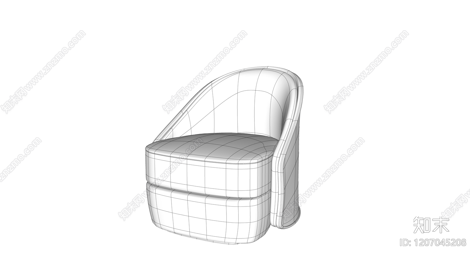 法式复古单人沙发SU模型下载【ID:1207045208】