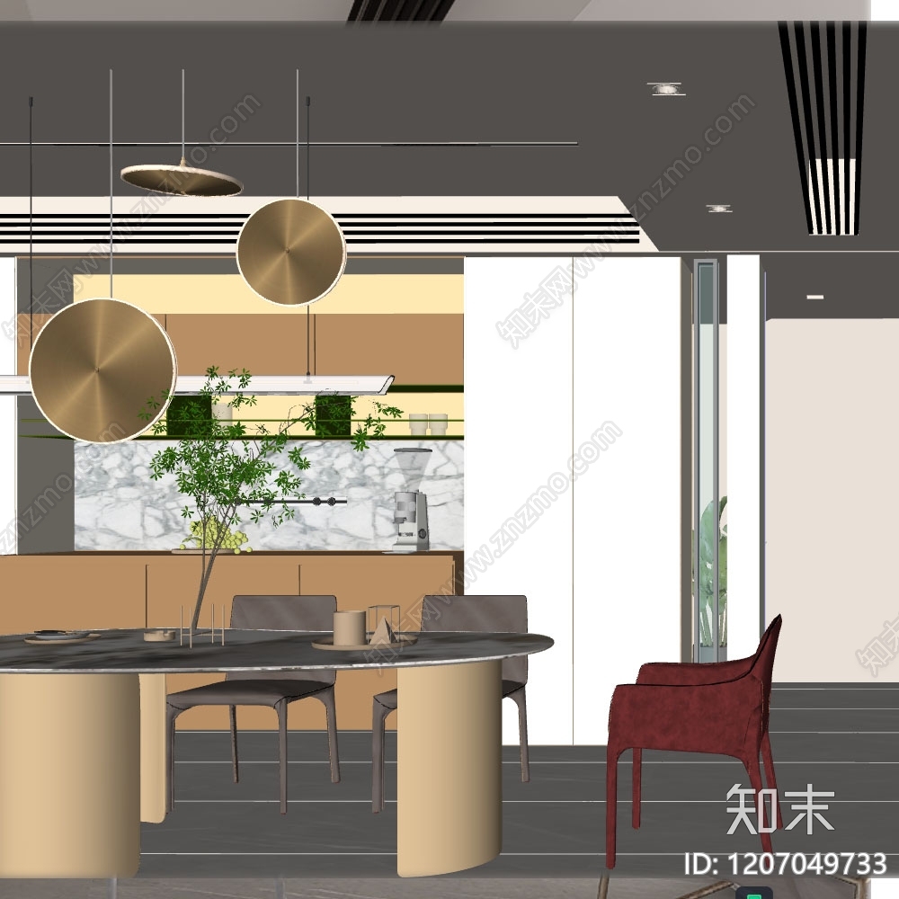 原木家居客厅SU模型下载【ID:1207049733】