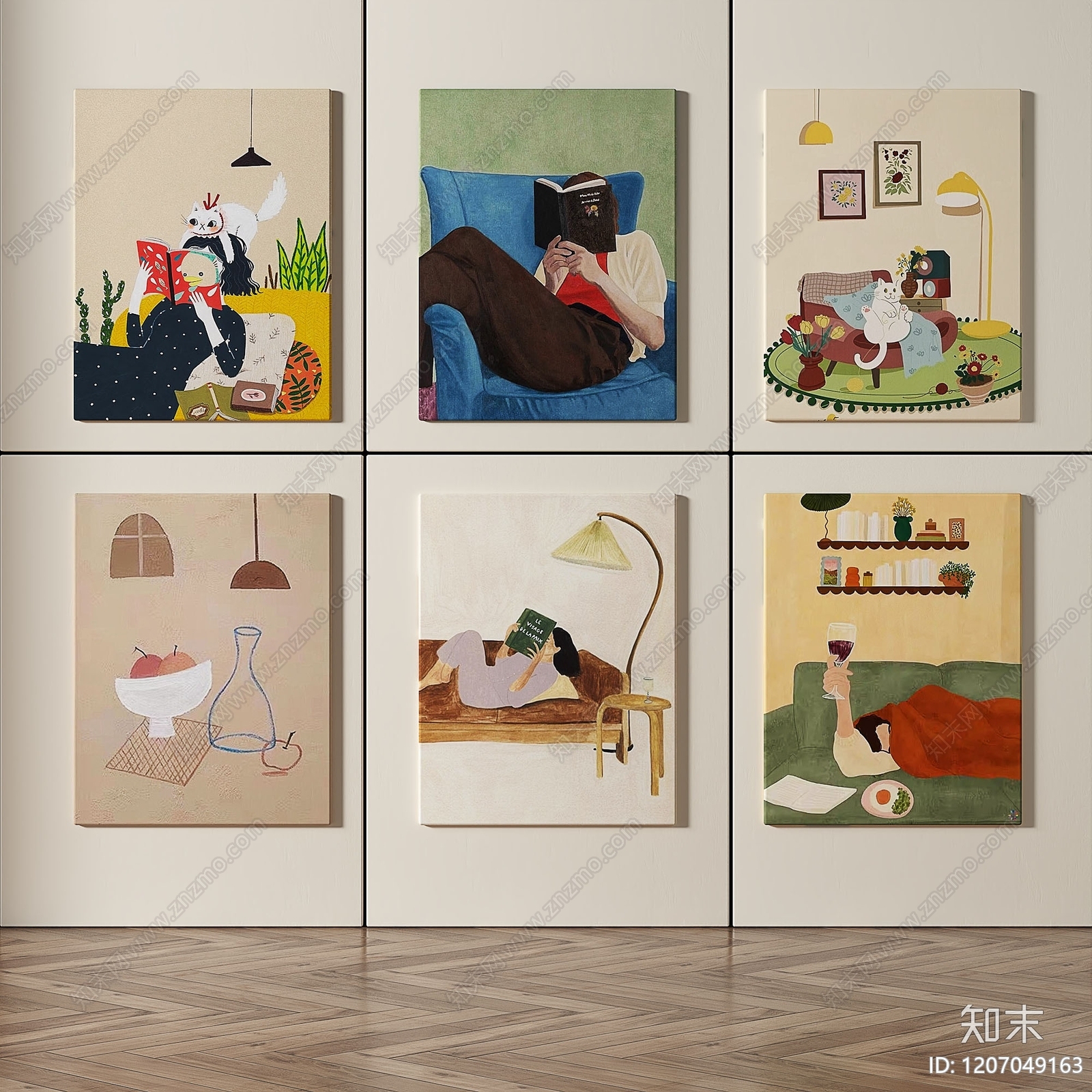 现代复古挂画3D模型下载【ID:1207049163】
