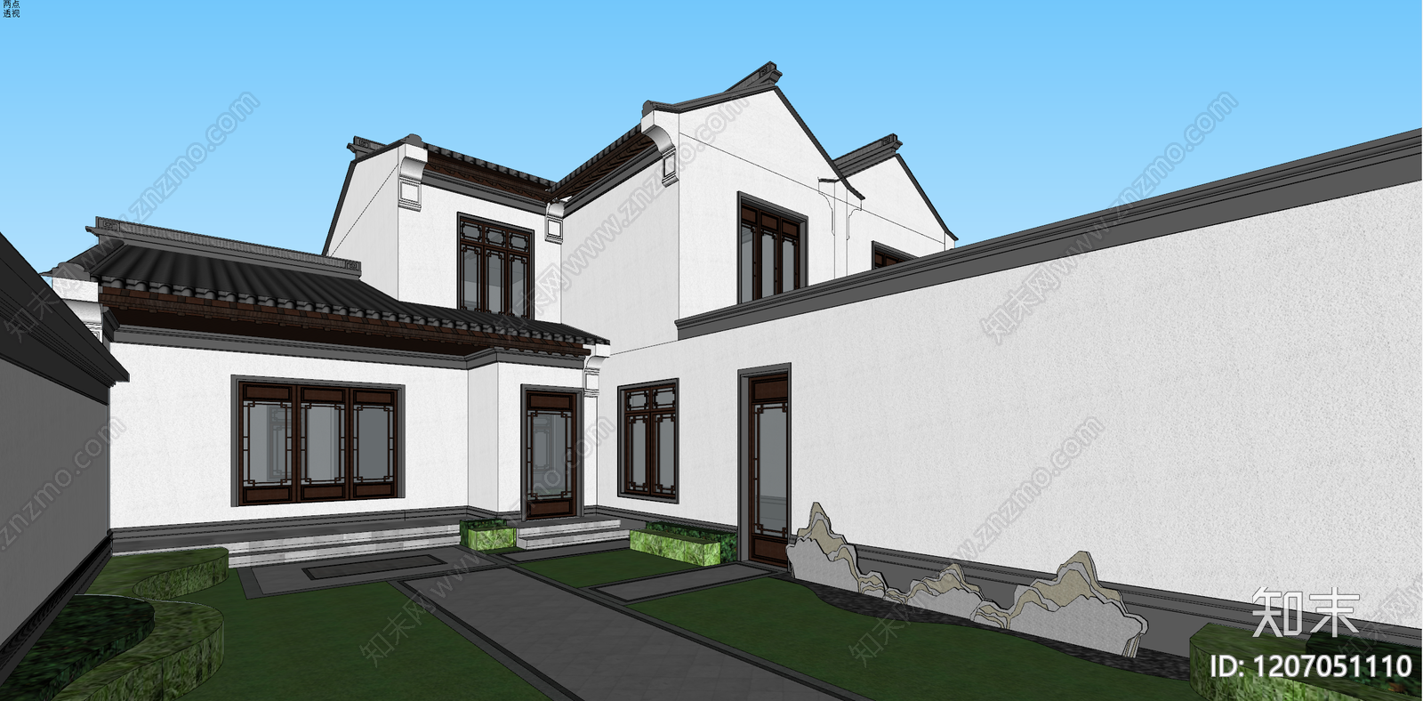 中式四合院SU模型下载【ID:1207051110】