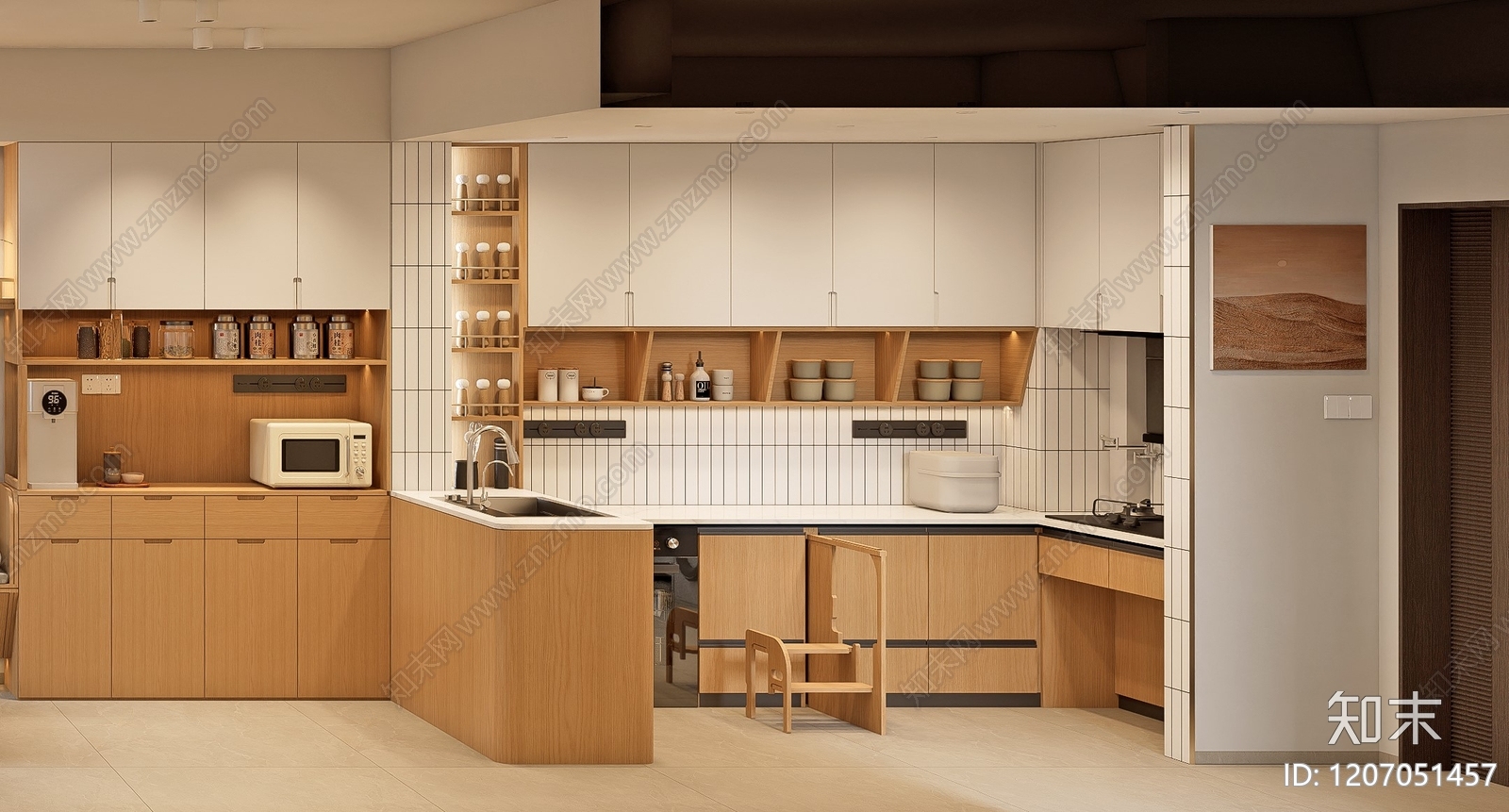 现代日式开放式厨房SU模型下载【ID:1207051457】