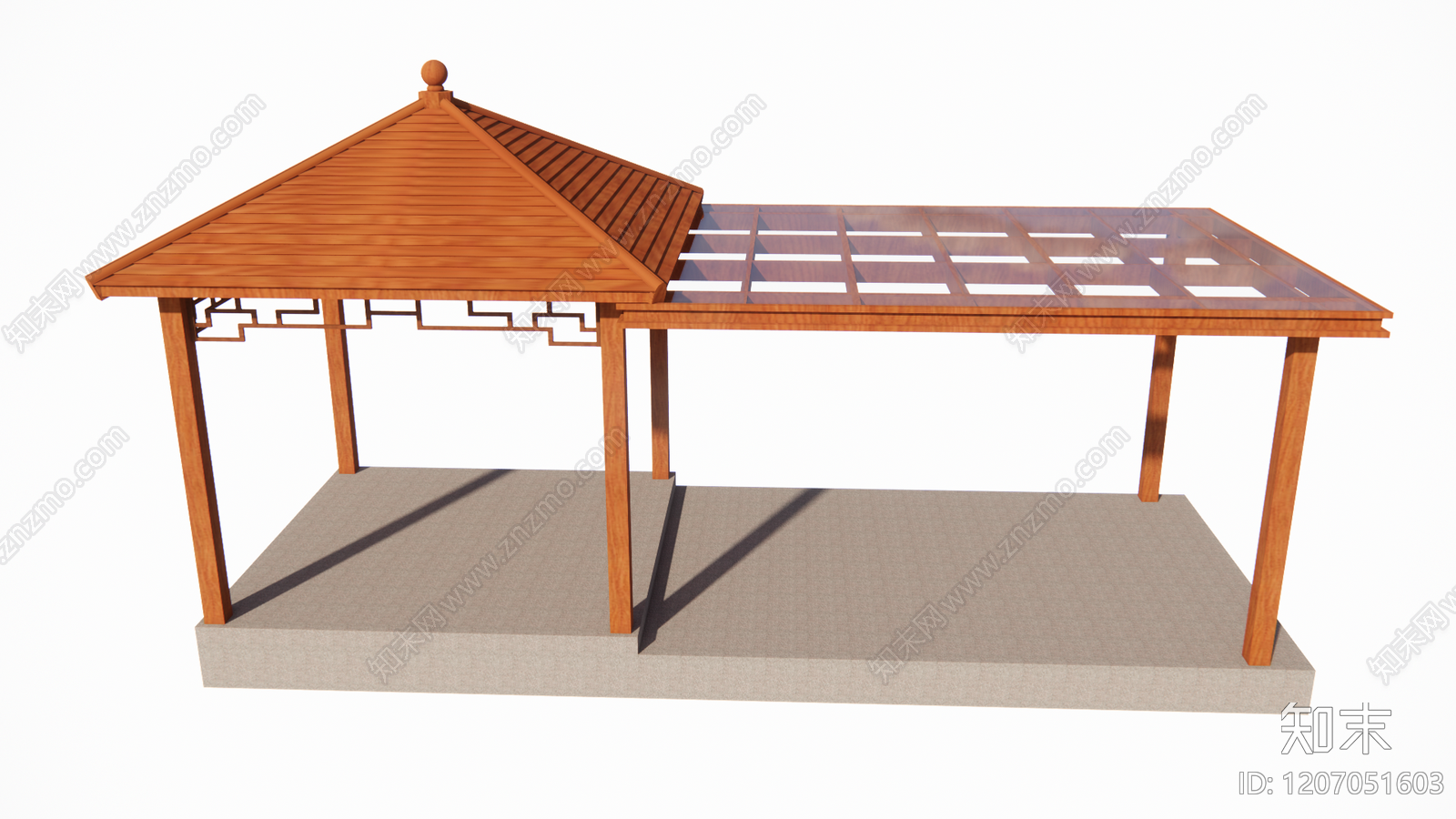 新中式中式廊架SU模型下载【ID:1207051603】