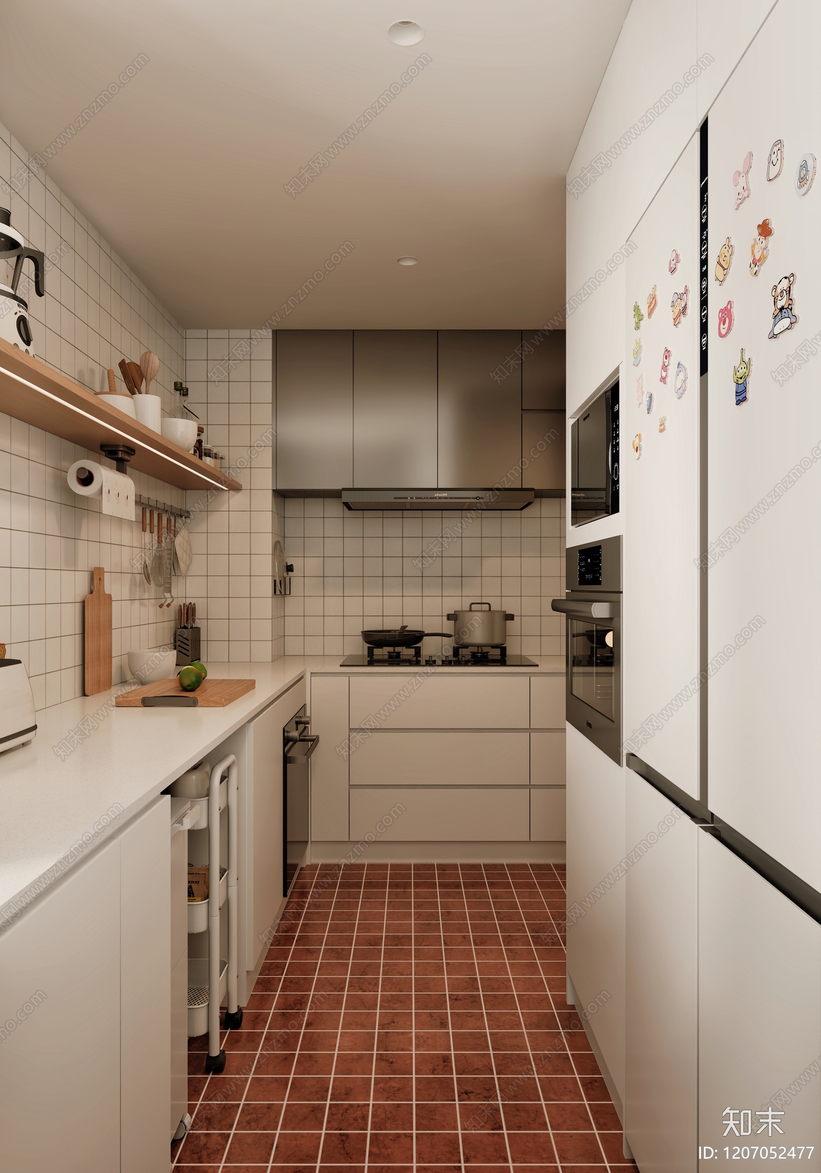 北欧原木封闭式厨房3D模型下载【ID:1207052477】