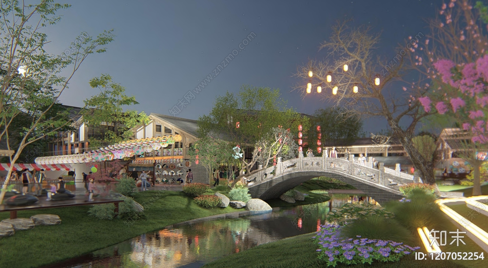 现代新中式餐饮建筑SU模型下载【ID:1207052254】