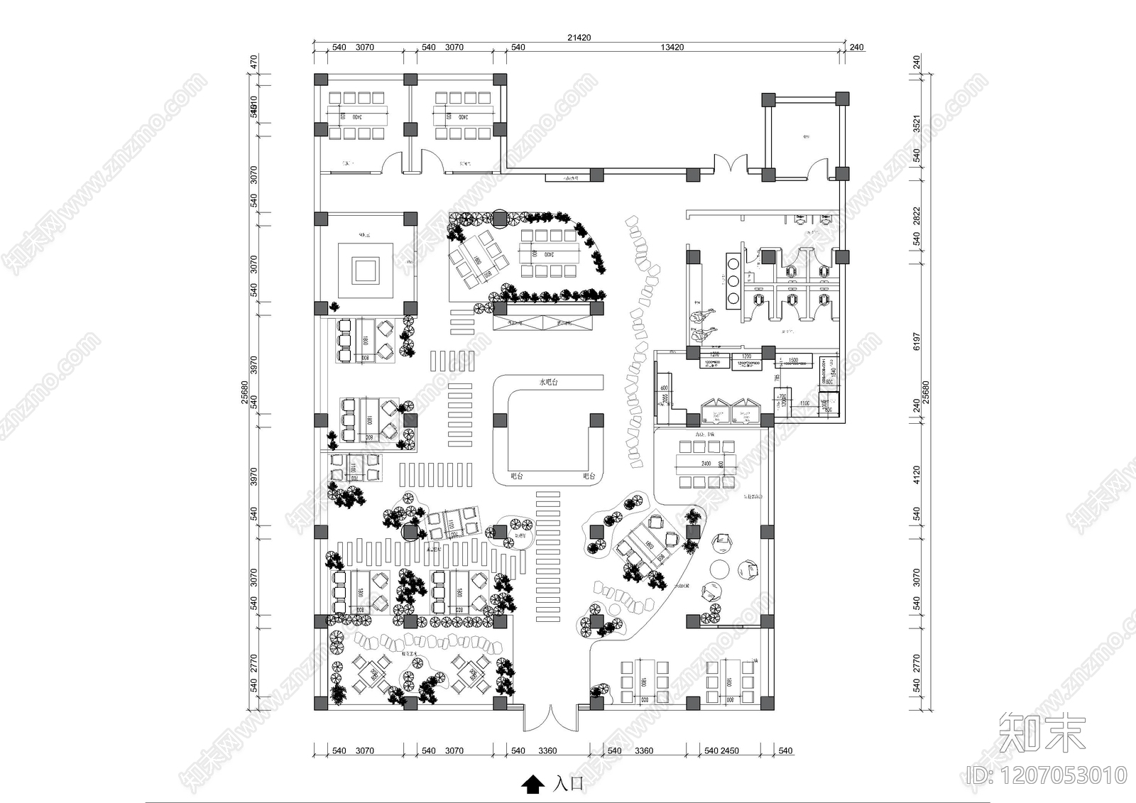 现代其他餐饮空间cad施工图下载【ID:1207053010】