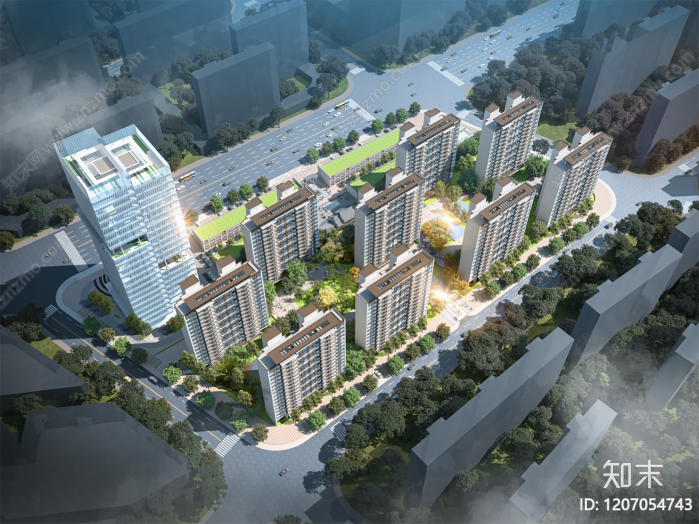 现代多层住宅SU模型下载【ID:1207054743】