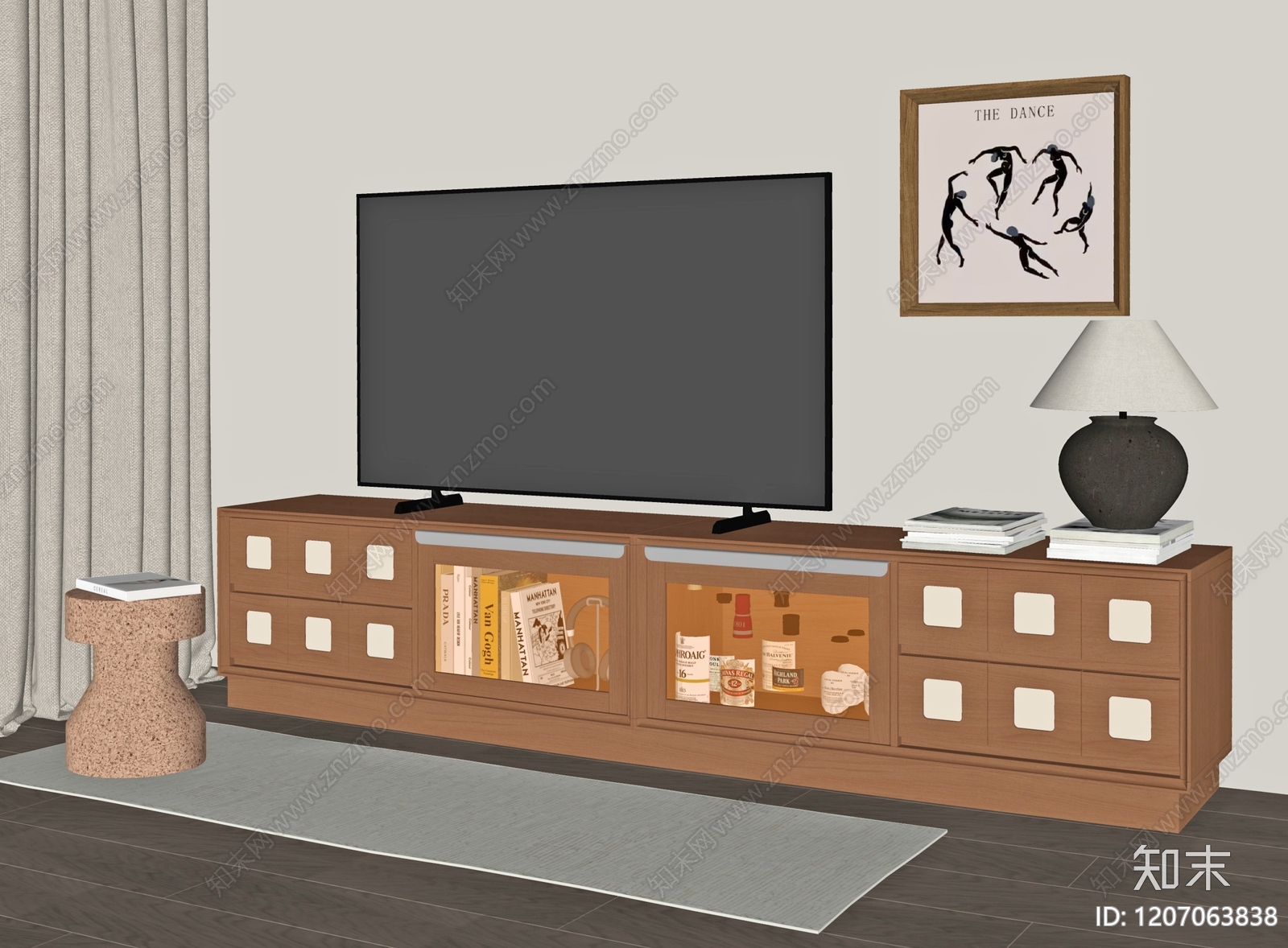 现代中古电视柜SU模型下载【ID:1207063838】