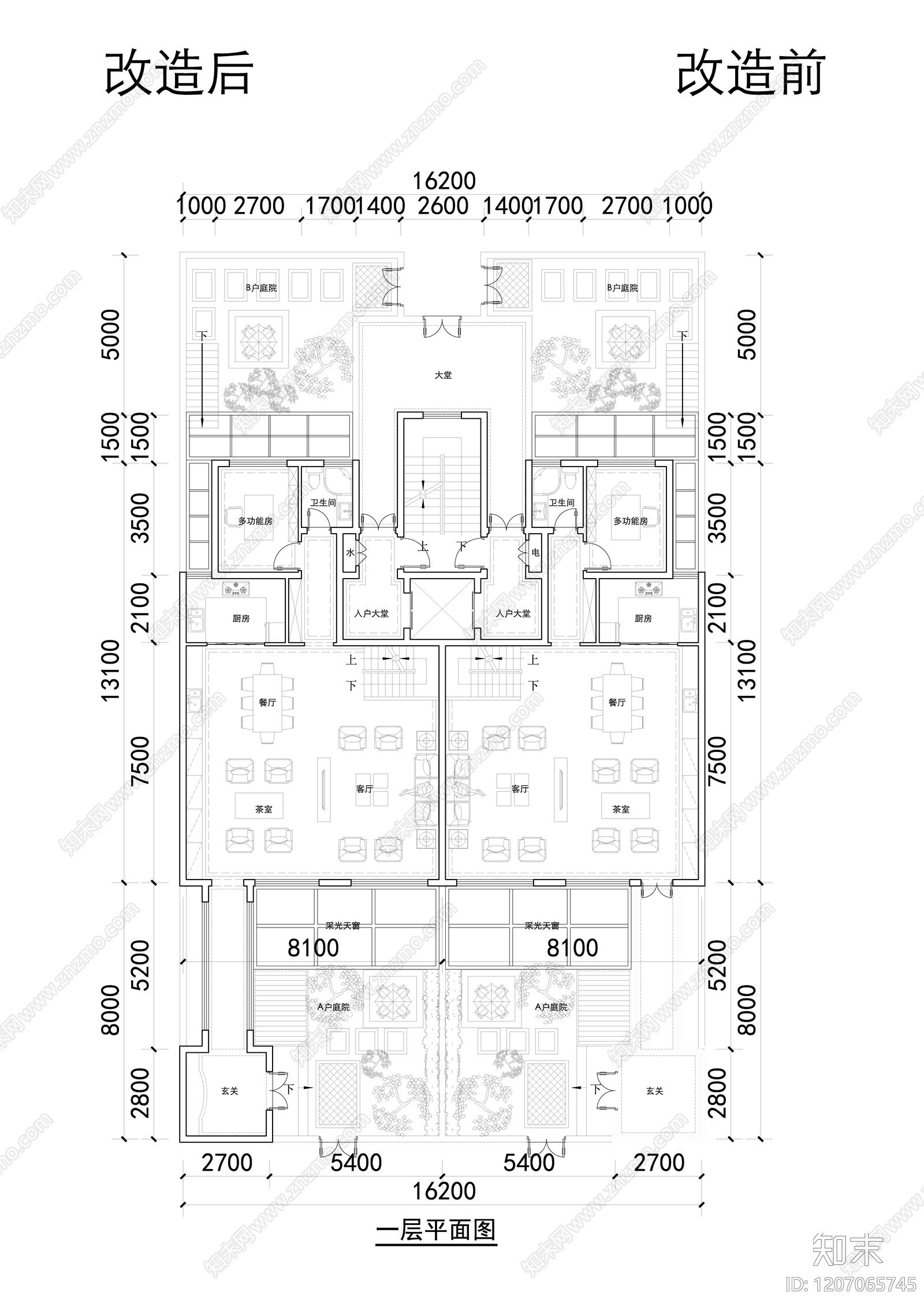 现代新中式别墅建筑施工图下载【ID:1207065745】
