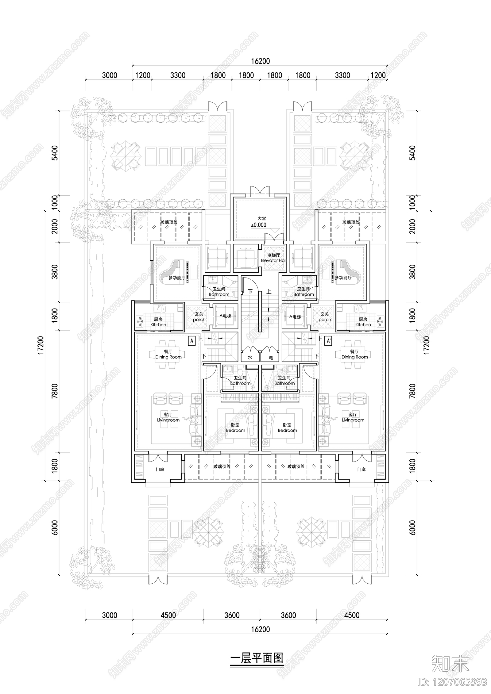 现代新中式别墅建筑施工图下载【ID:1207065993】