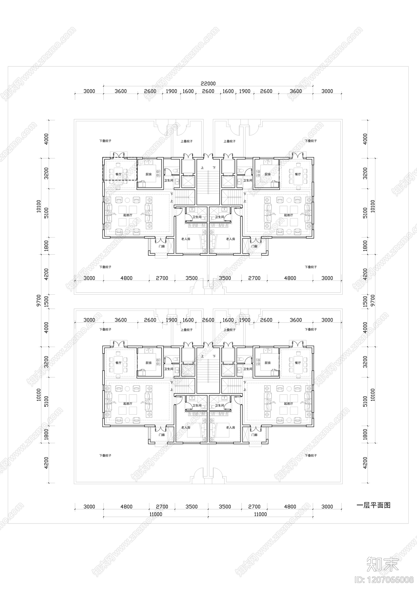现代新中式别墅建筑施工图下载【ID:1207066008】