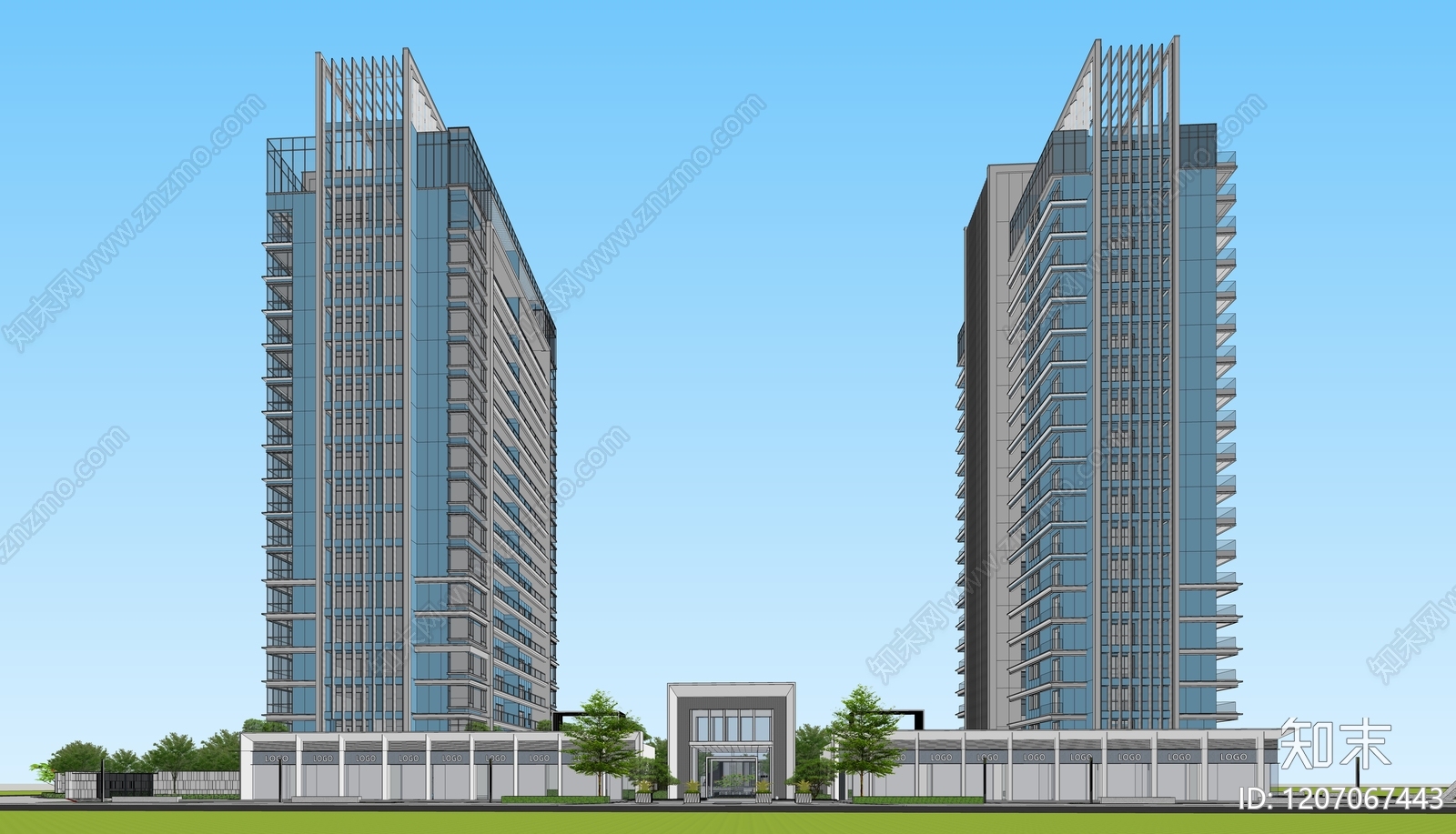 现代办公楼SU模型下载【ID:1207067443】