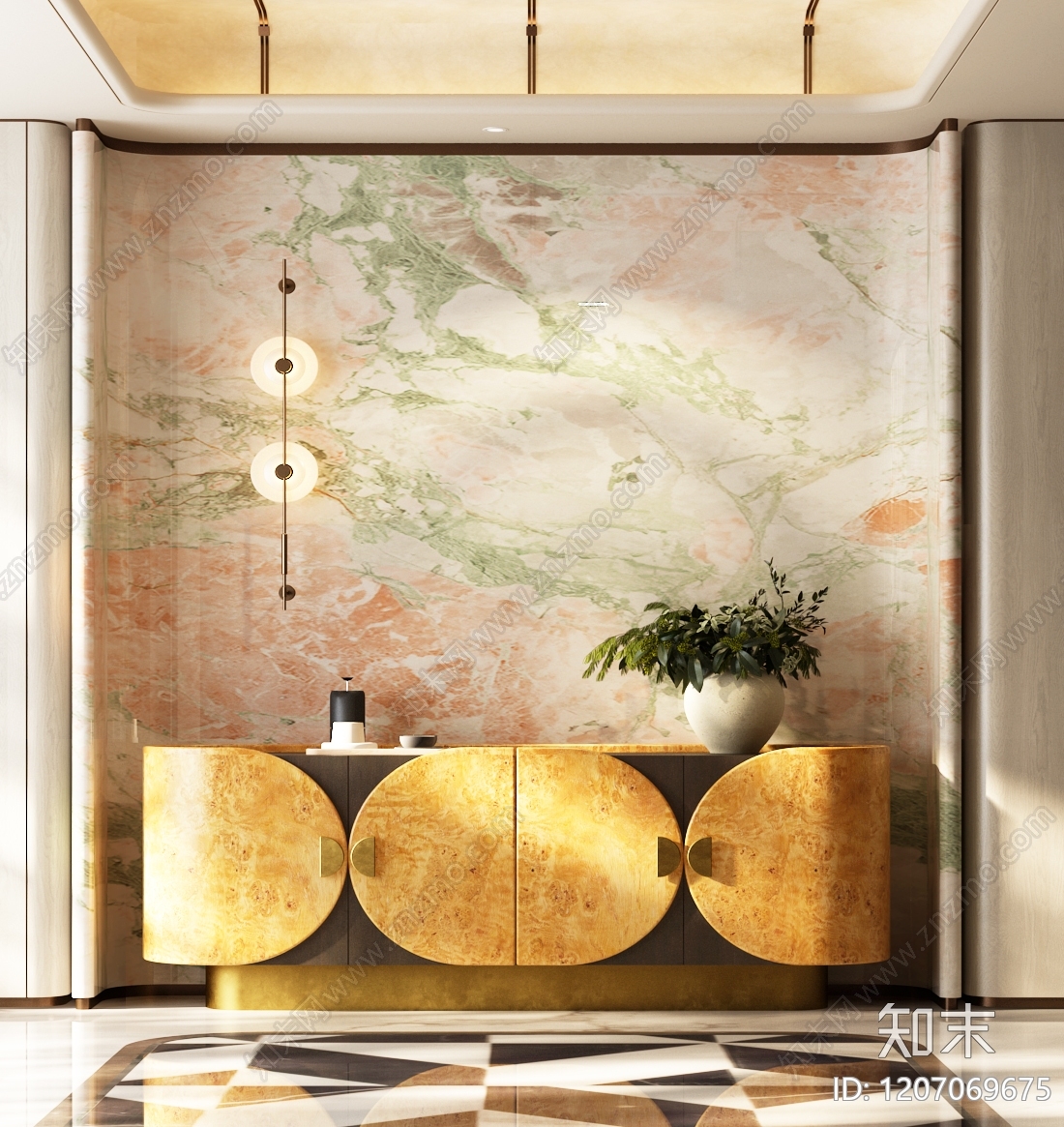 意式轻奢玄关3D模型下载【ID:1207069675】