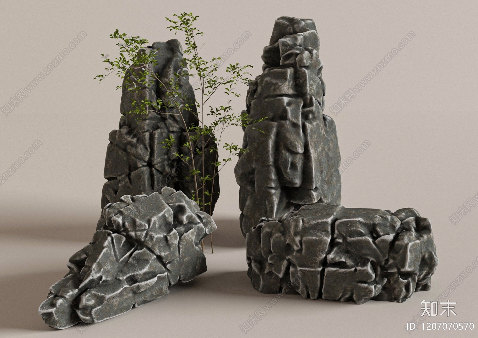 新中式现代景观石SU模型下载【ID:1207070570】