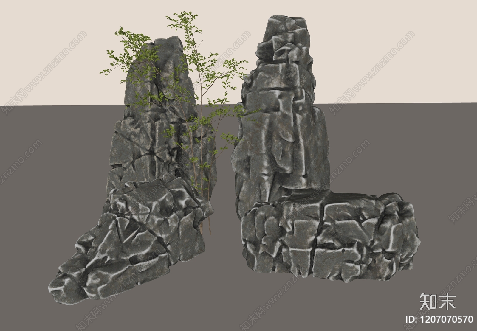 新中式现代景观石SU模型下载【ID:1207070570】