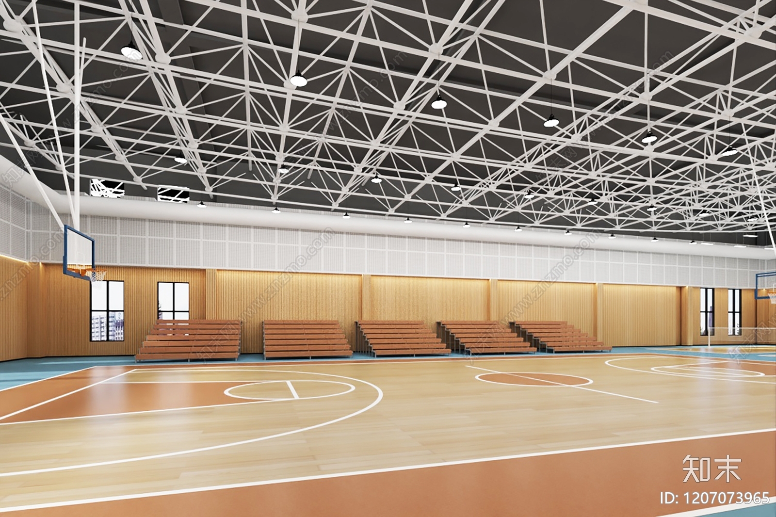 现代篮球场3D模型下载【ID:1207073965】