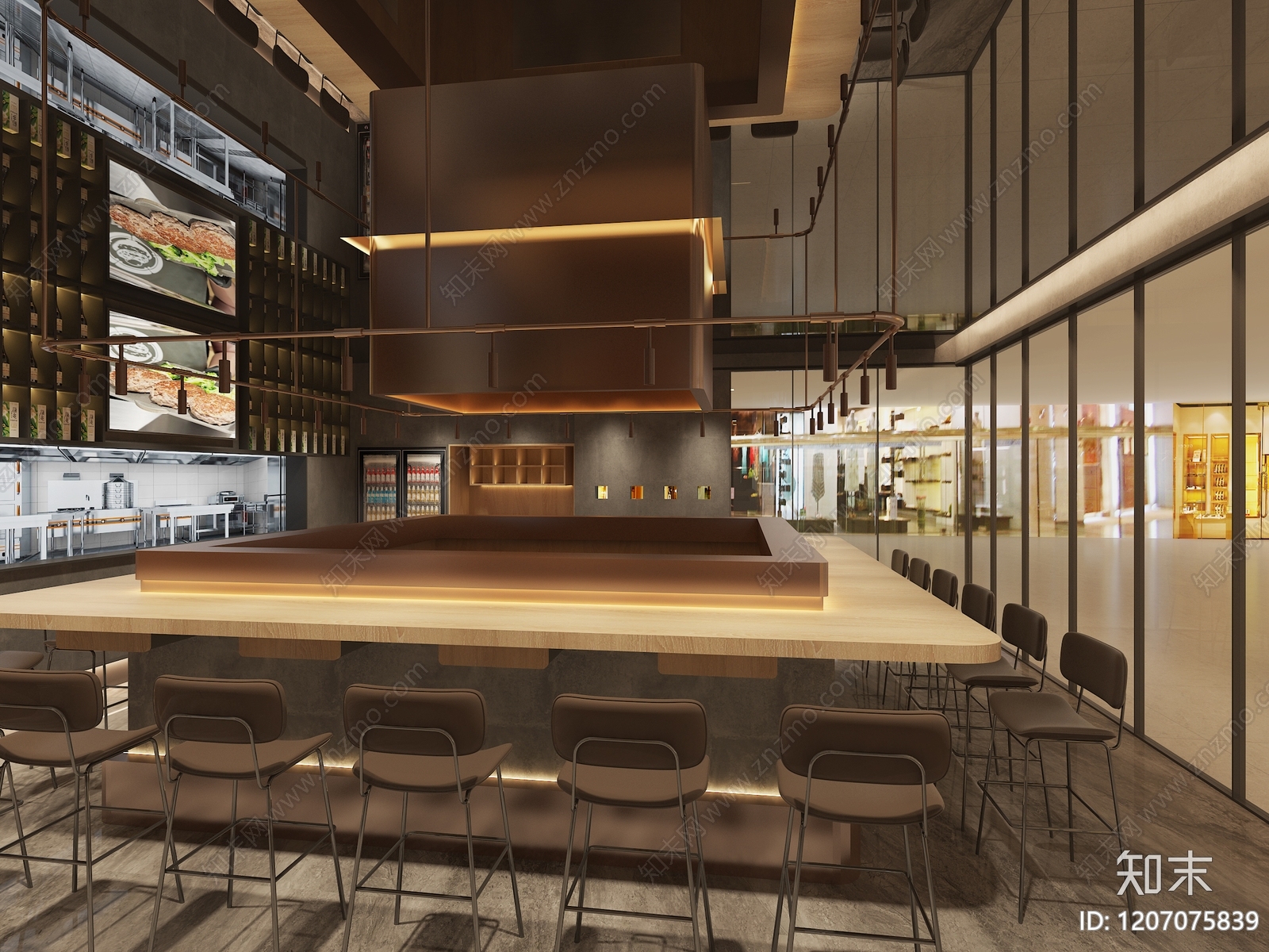 现代侘寂日料店3D模型下载【ID:1207075839】