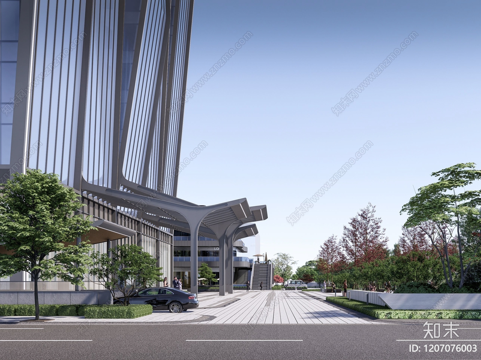 现代中式商业综合体景观下载【ID:1207076003】
