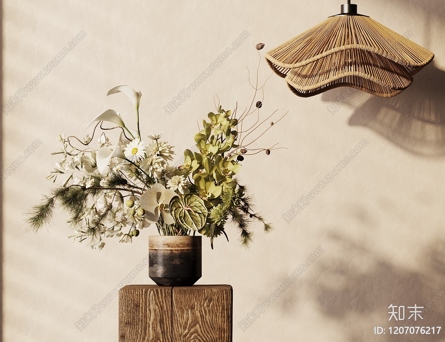 现代新中式花艺3D模型下载【ID:1207076217】